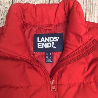 Lands' End Red Gilet 75% Down & Feather Jacket Size M