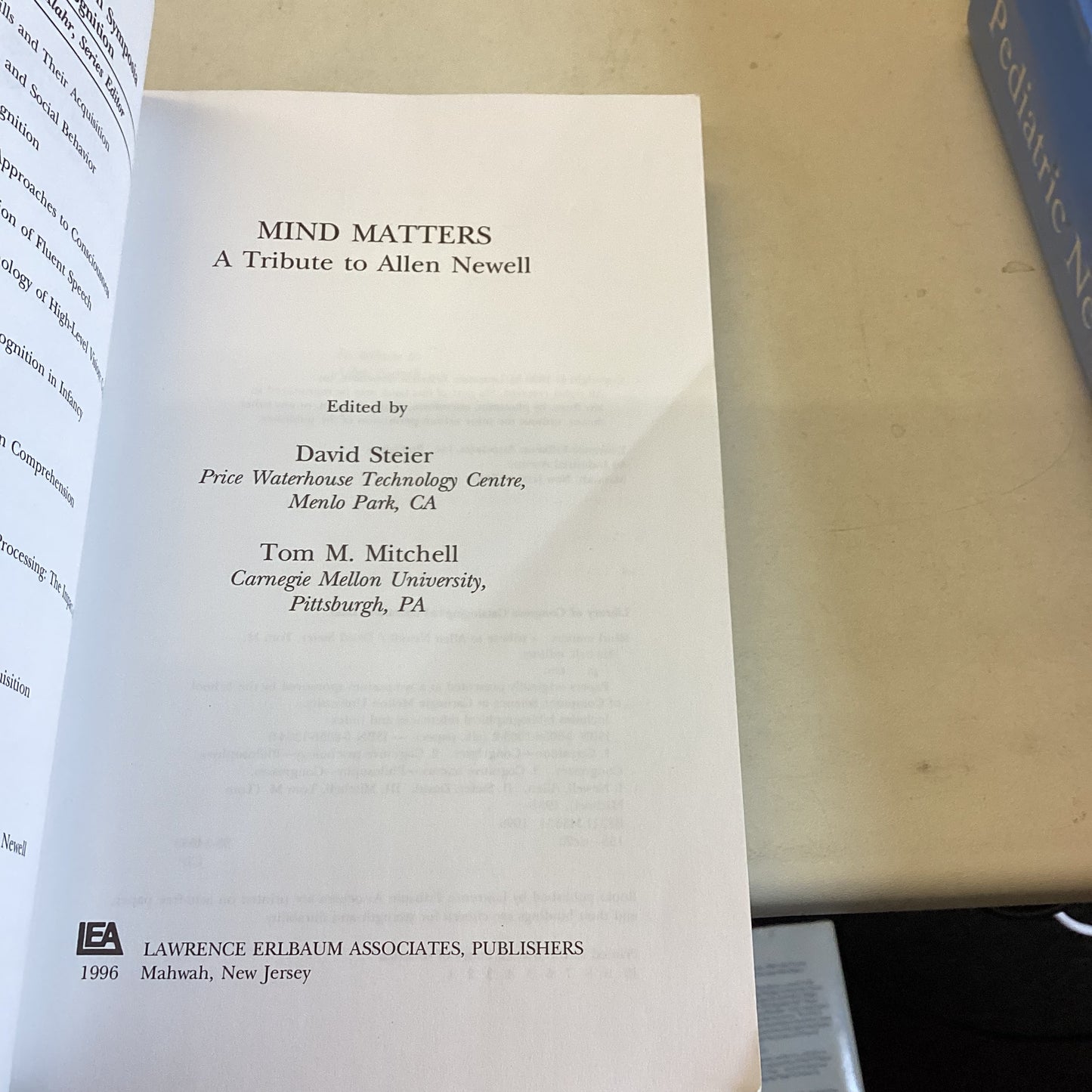Mind Matters A Tribute To Allen Newell Edited By David M Steier Tom M Mitchell