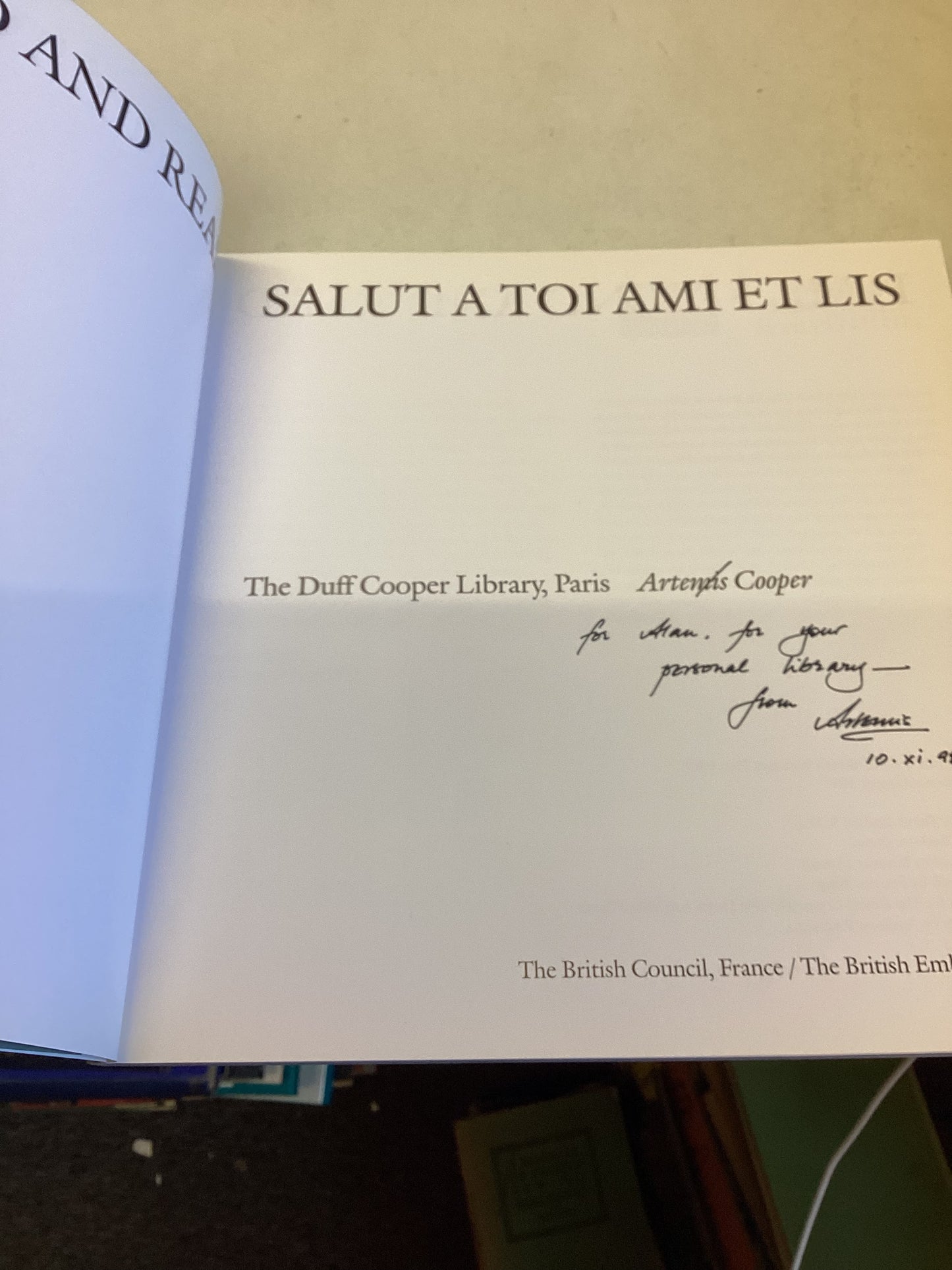 Salve Amice Et Lege Hail Friend and Read Bilingual Signed Artemis Cooper