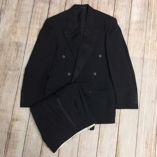 Yves Saint Laurent YSL Black Pure New Wool Suit Size 46R