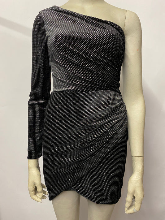 AllSaints Black Ezra Sparkle Mini Dress 6 BNWT
