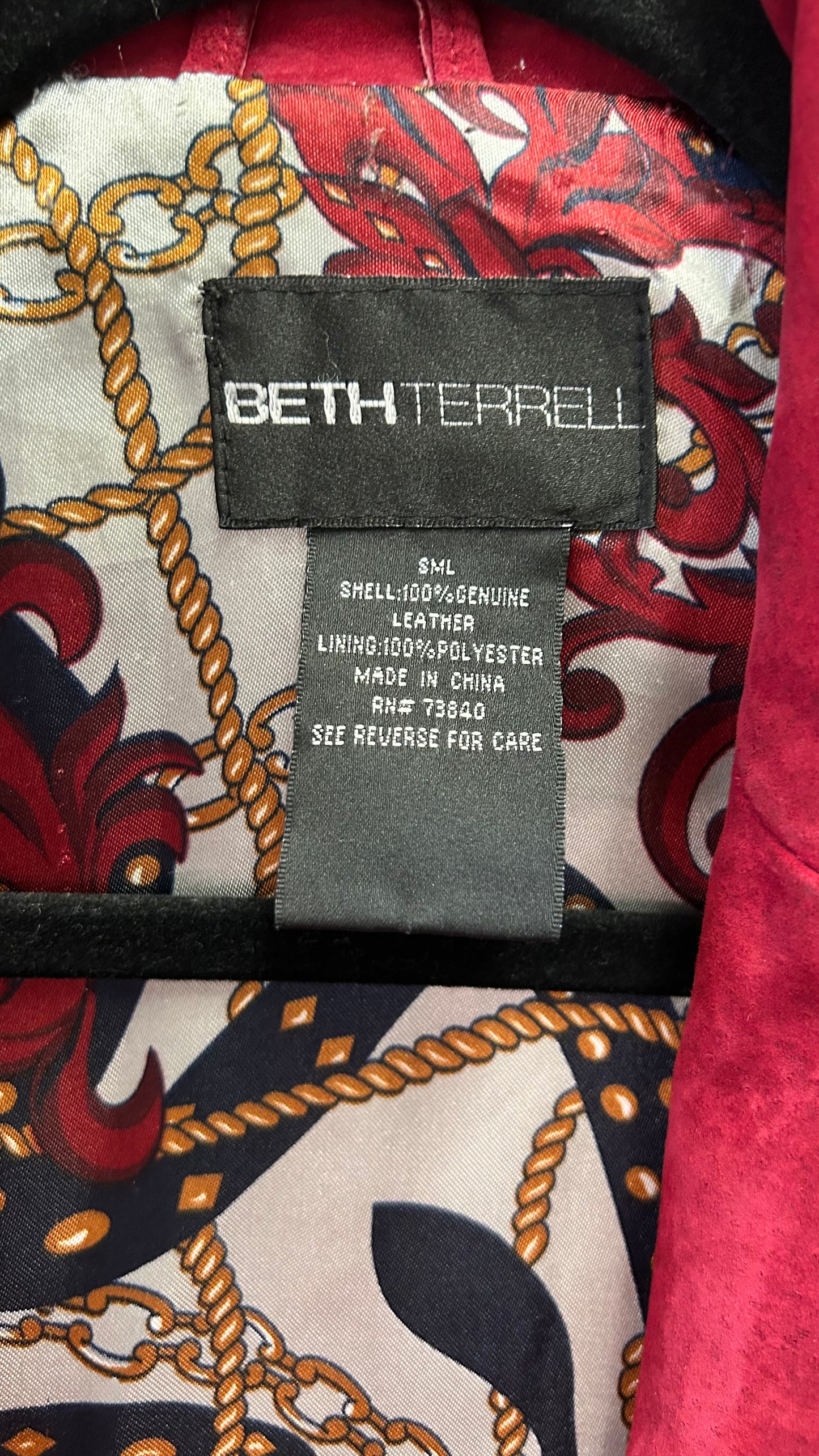 Beth Terrell Red Suede Coat Small