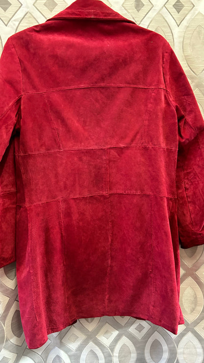 Beth Terrell Red Suede Coat Small