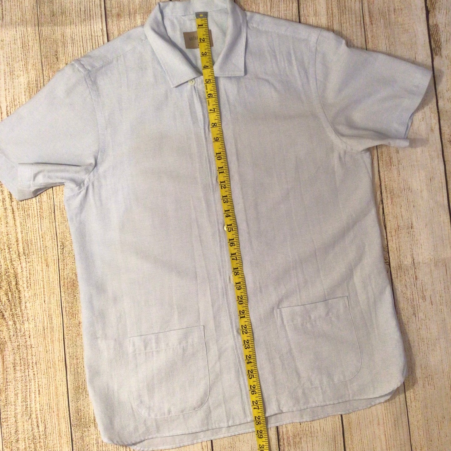 Unfeigned Light Blue Stripe Short Sleeve Shirt Size M