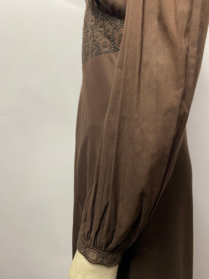 Catherine Malandrino Brown Cotton Long Sleeve Prairie Dress 12