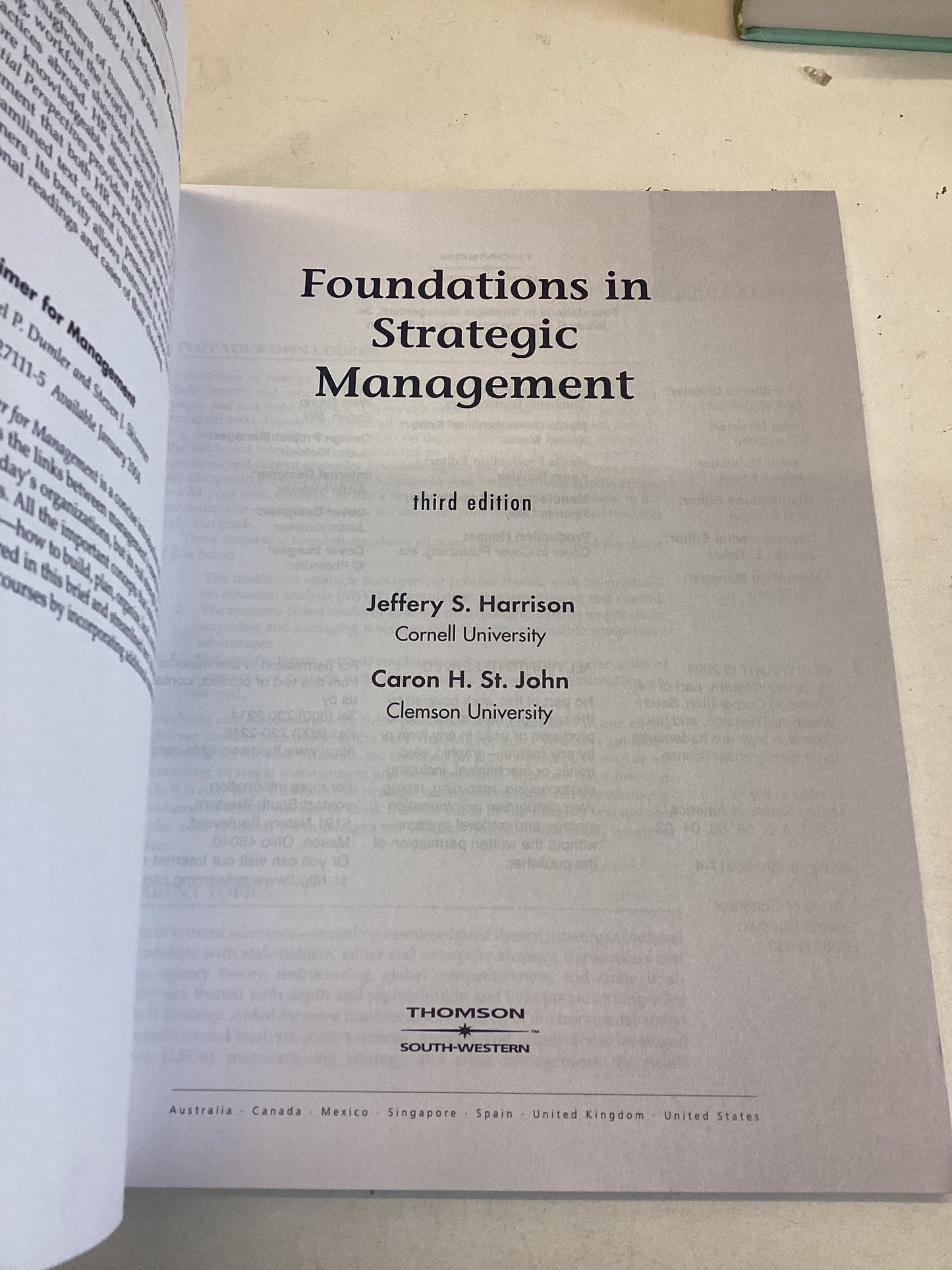 Foundations in Strategic Management 3rd Edition Jeffrey S Harrison Caron H St John