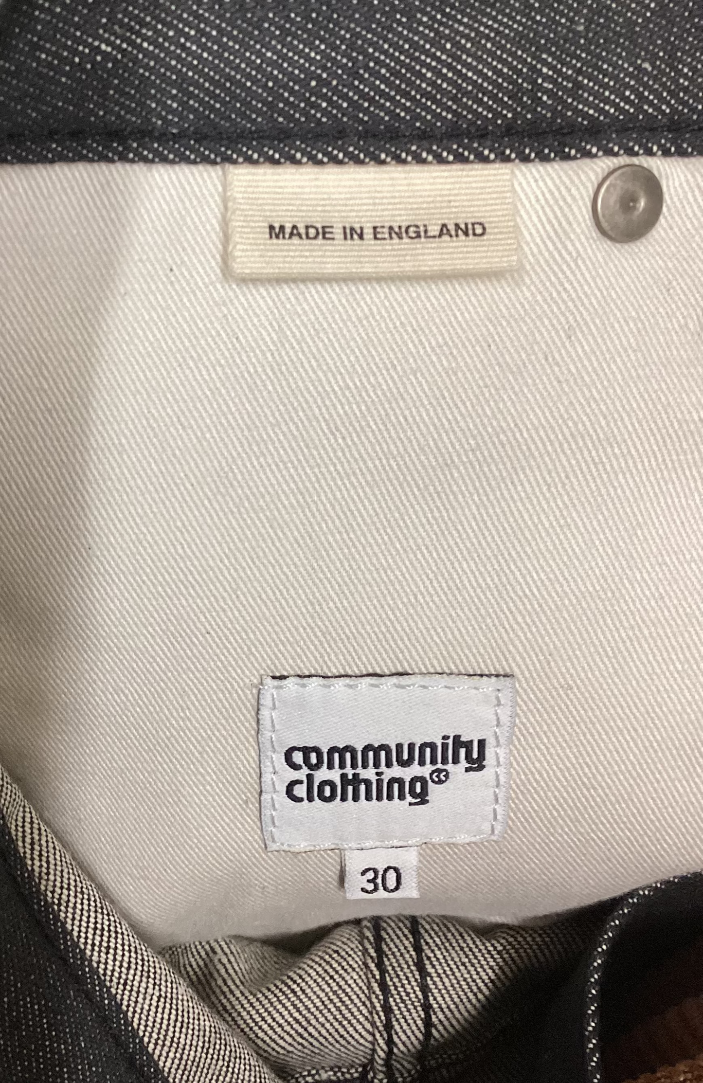 BNWT Community Clothing Made in England Men's Straight Leg Jeans Black W30