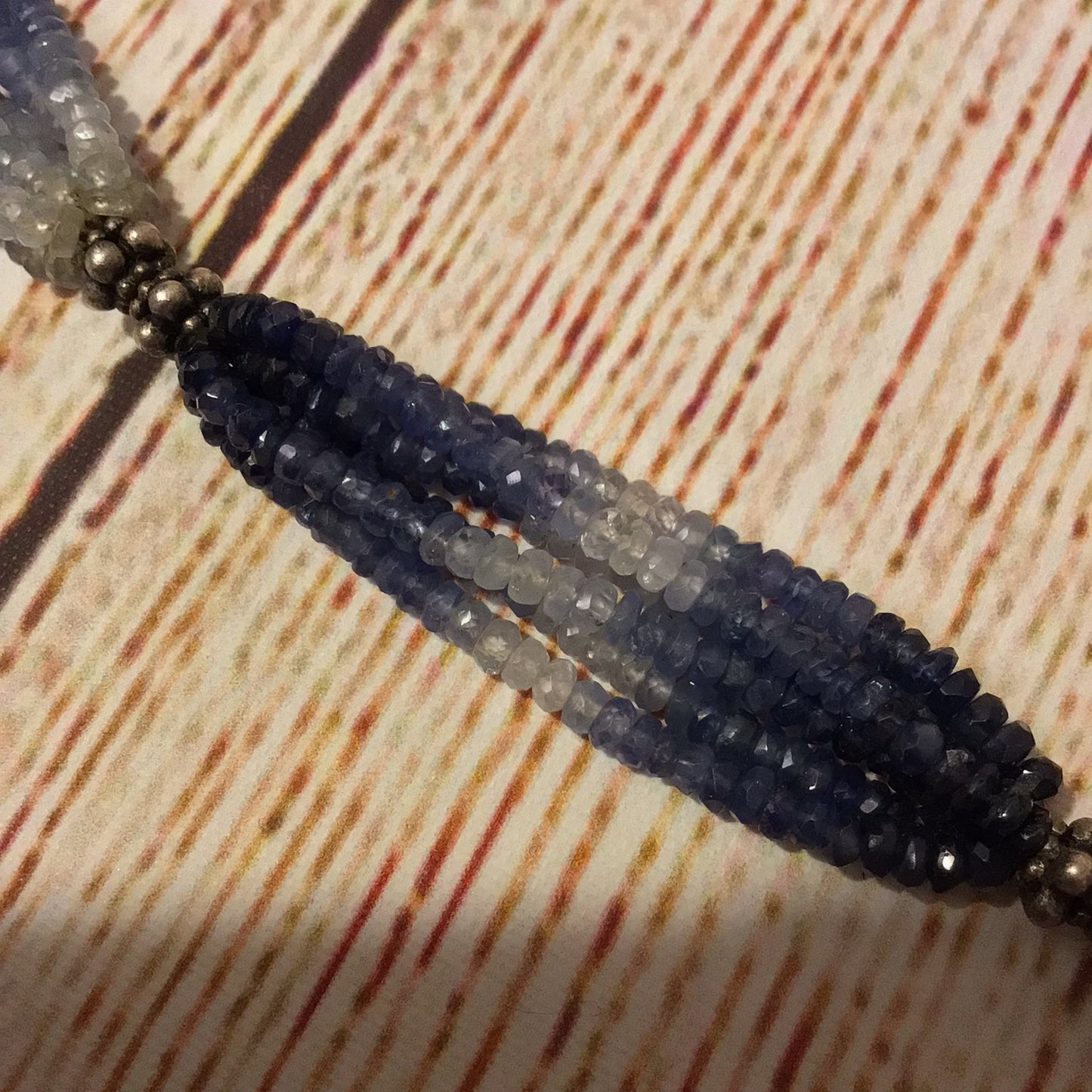 Blue Sapphire Multi Beaded 925 Hallmark Clasp Necklace