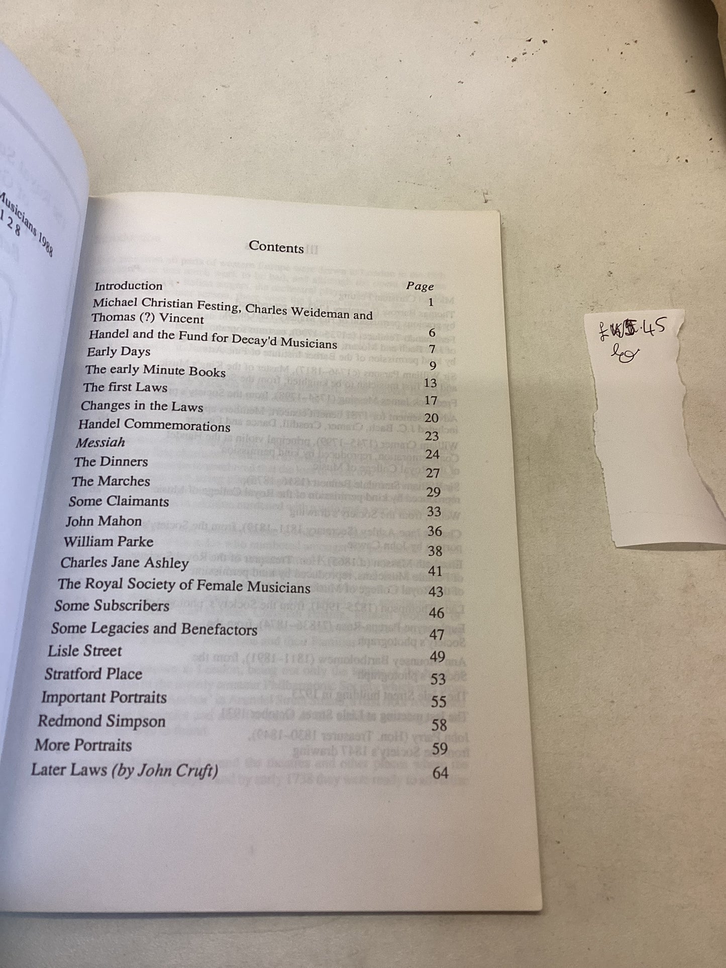 A History of The Royal Society of Musicians 1738-1988 Betty Matthews