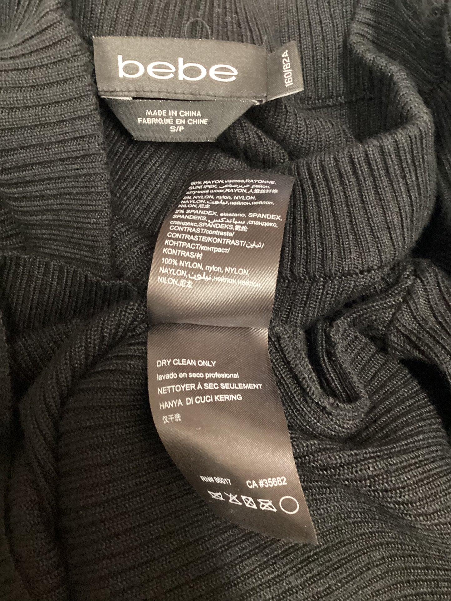 Bebe Black Lace Bell Sleeves Knitted Top Size S