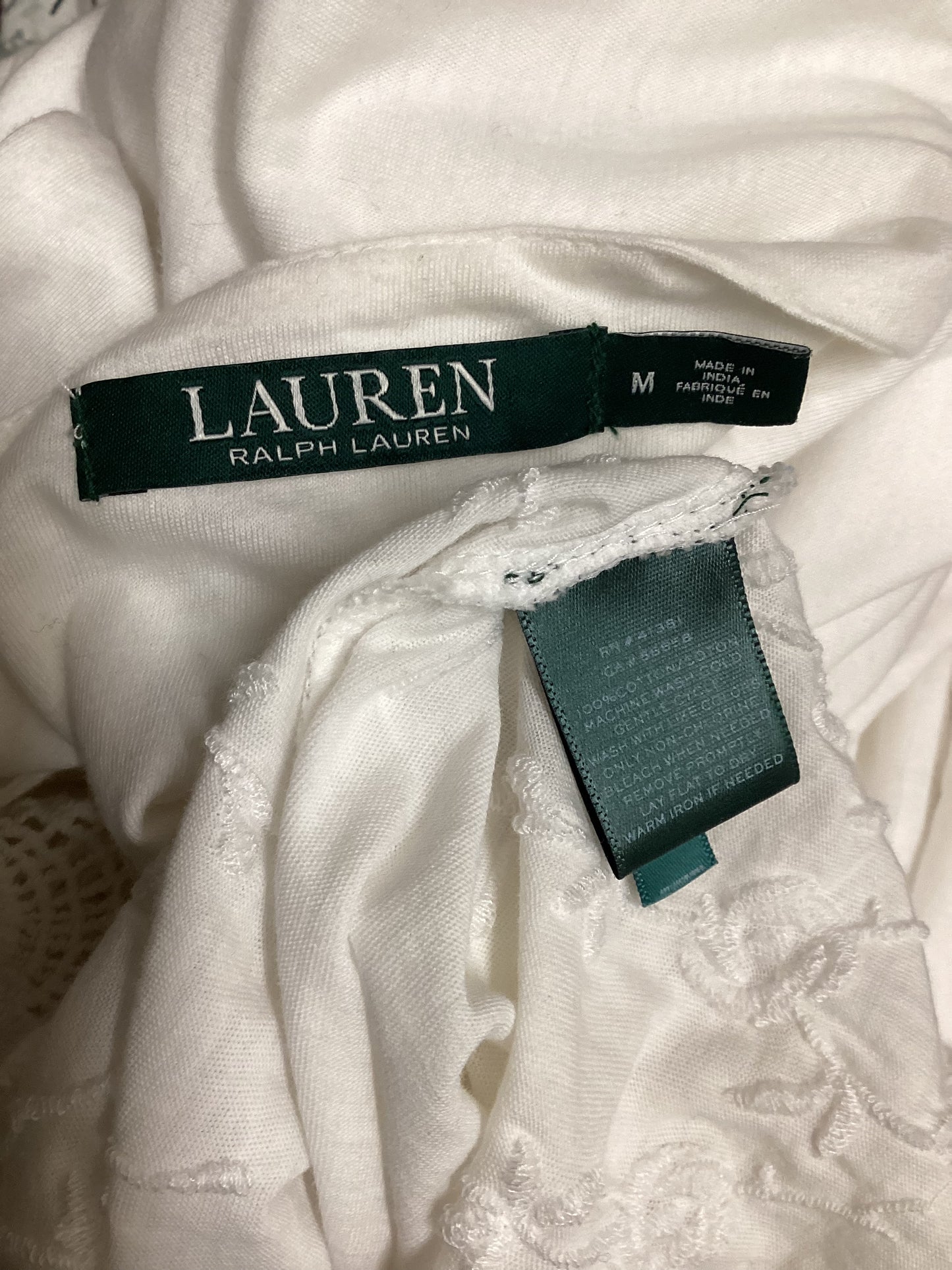 LAUREN Ralph Lauren 100% Cotton White Dress Size M