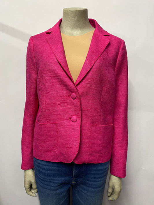 Jigsaw Cropped Pink Silk Blazer 12