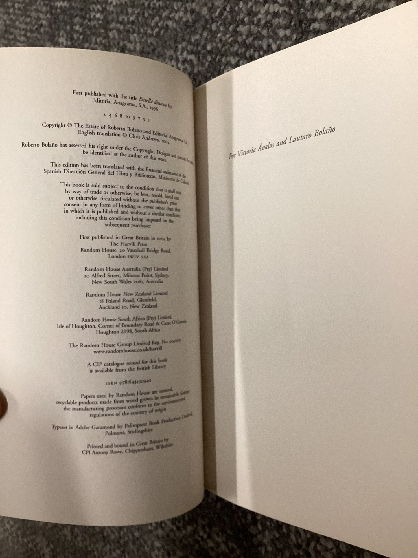 Distant Star by Roberto Bolaño - Harvill