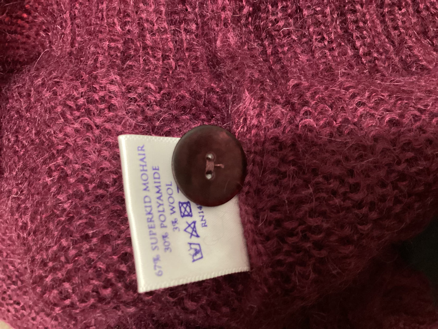 Brora Superkid Mohair and Wool Blend Berry Knit Size 16