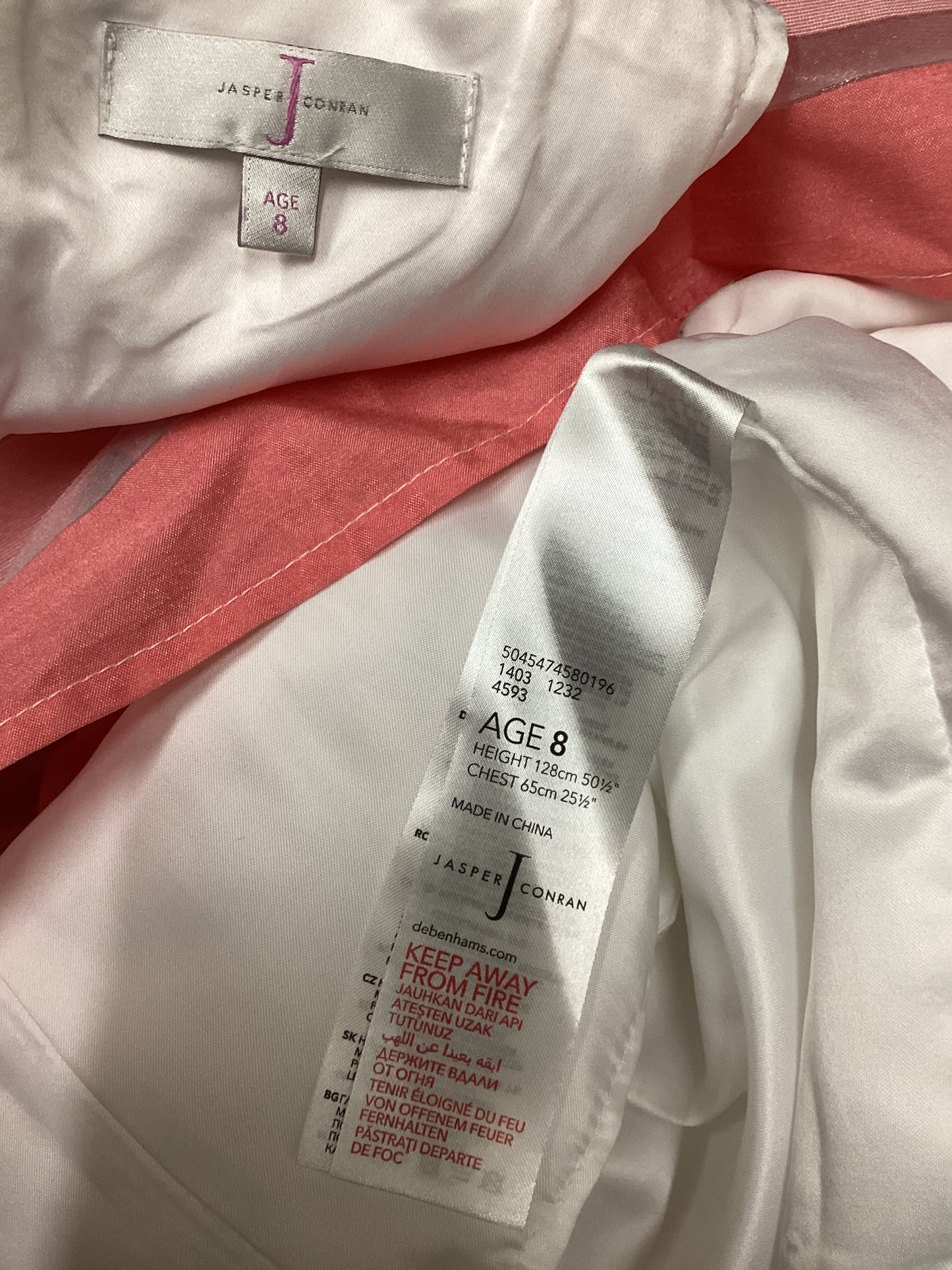 Jasper Conran Pink and White Stripes Childs Dress Size 8 Years Old