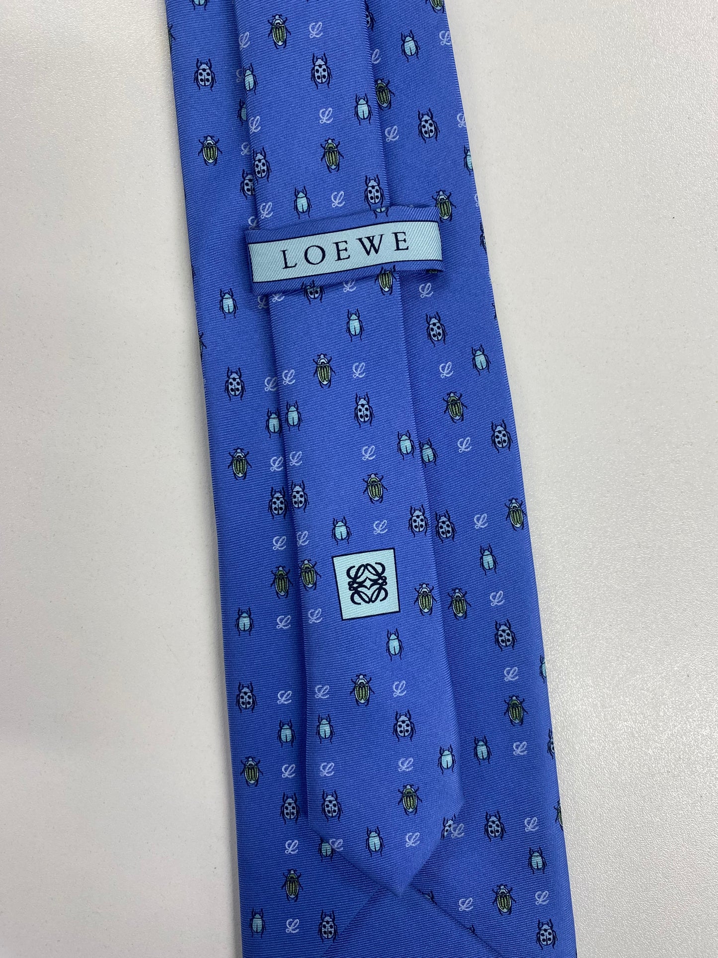 Loewe Blue Beetle Print Silk Tie