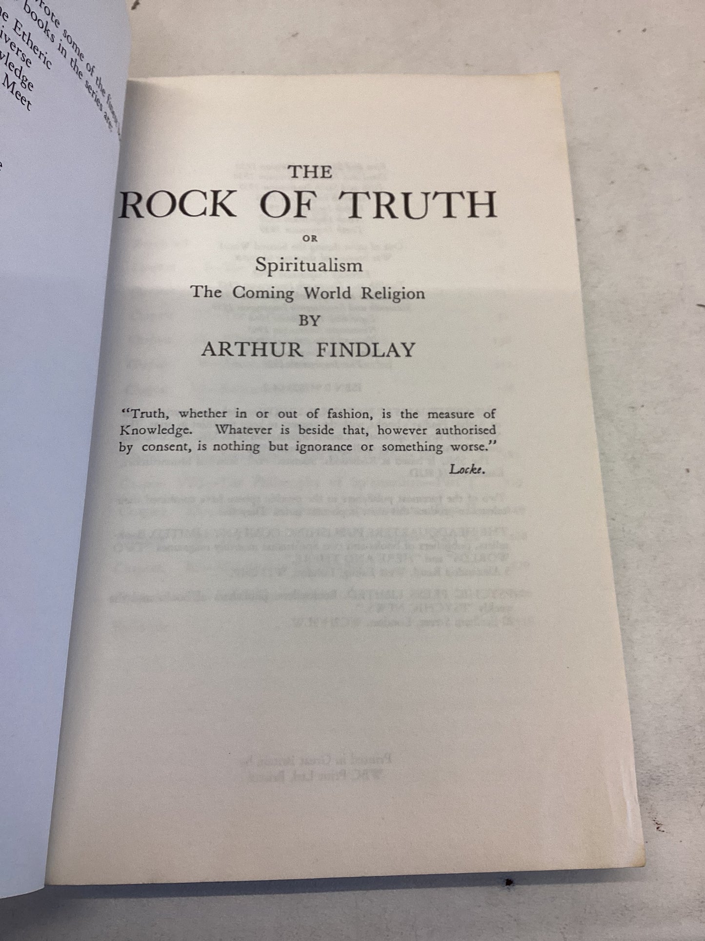 The Rock of Truth Arthur Findlay