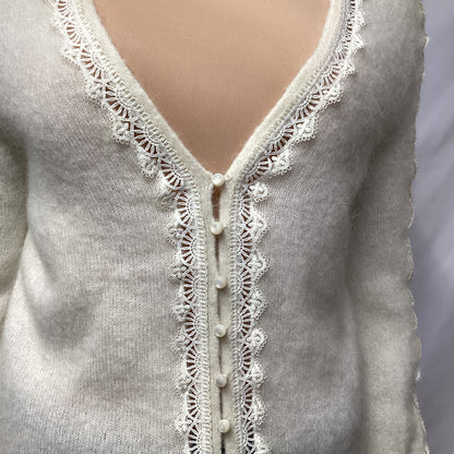 La Maille Sezane Cream Mohair and Wool Blend Cardigan Extra Small