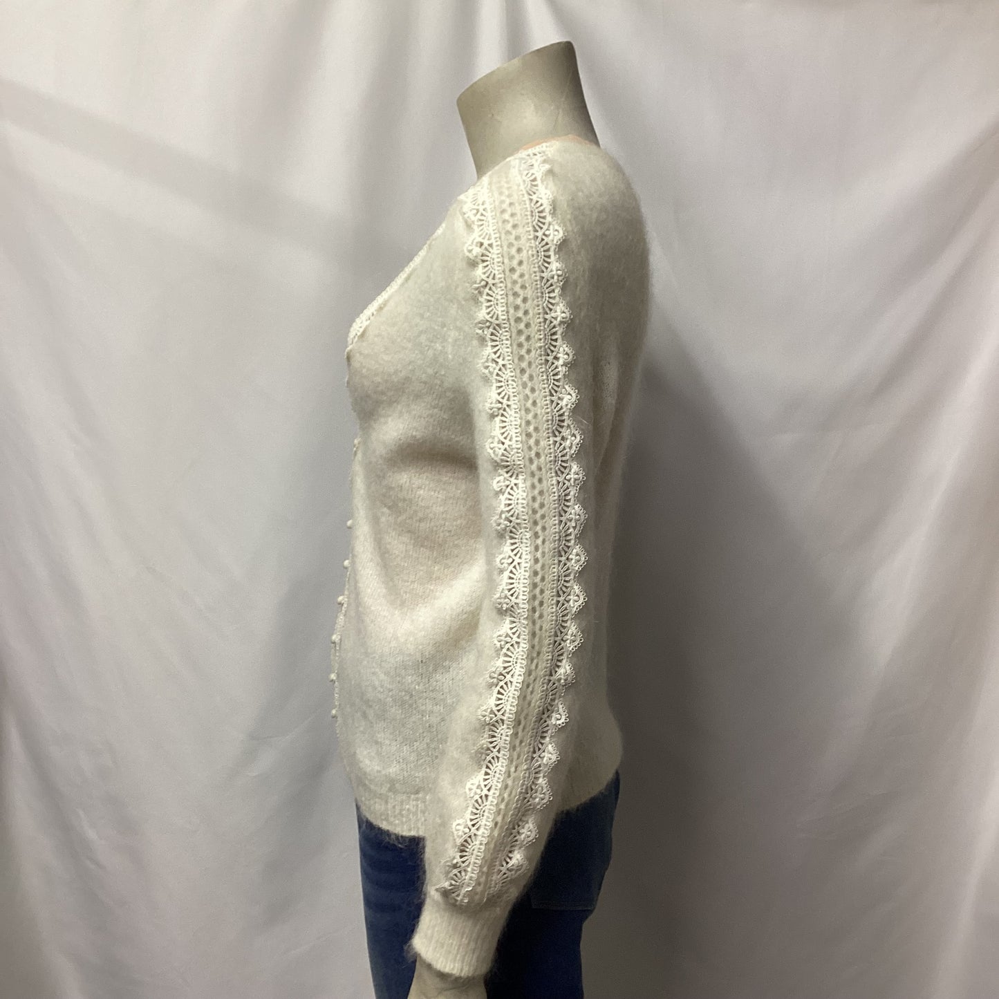La Maille Sezane Cream Mohair and Wool Blend Cardigan Extra Small