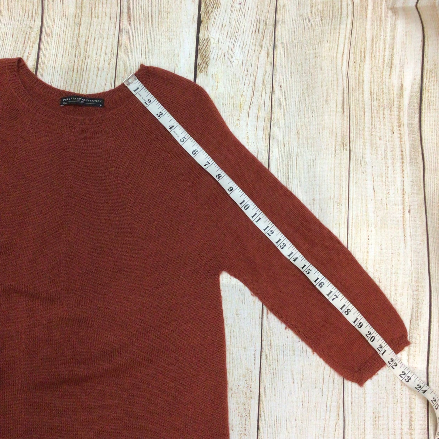Peruvian Connection Rust Brown 100% Royal Alpaca Jumper Size M