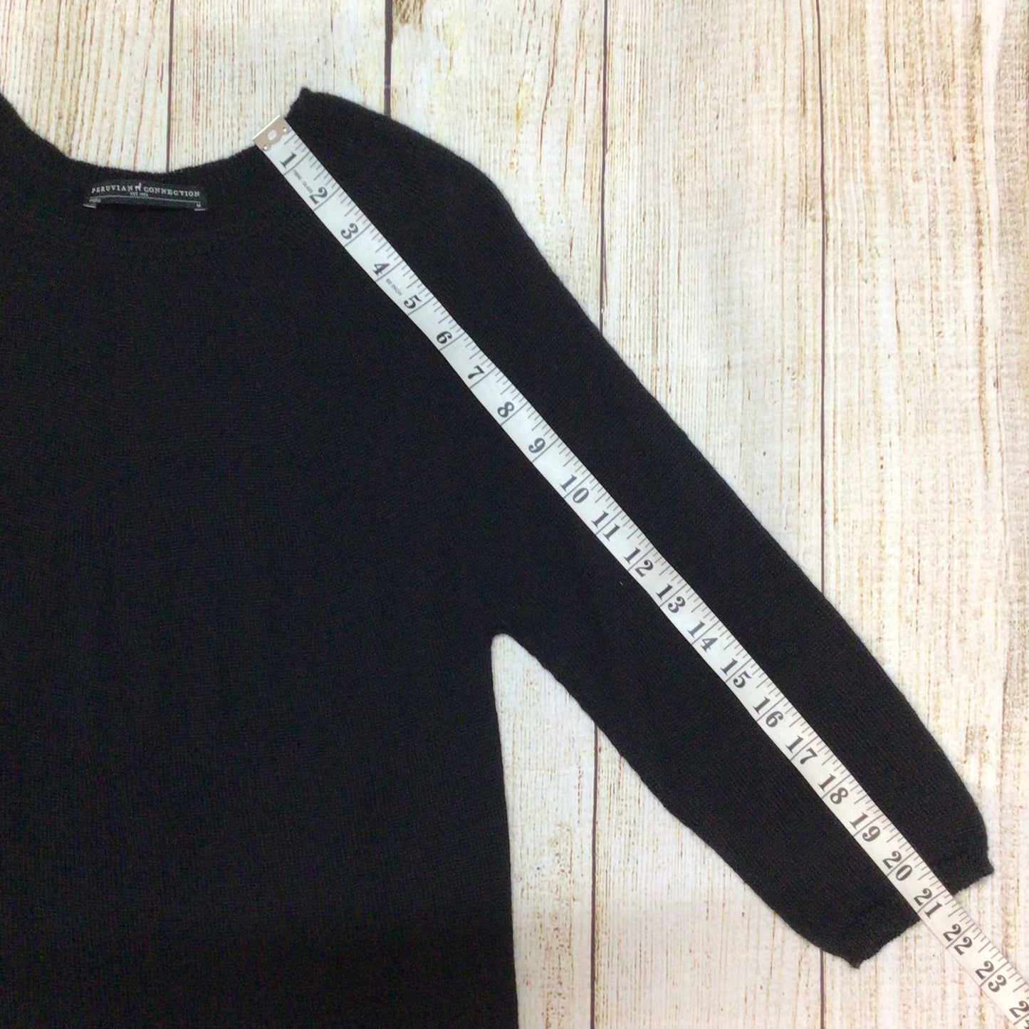 Peruvian Connection Black 100% Royal Alpaca Jumper Size M