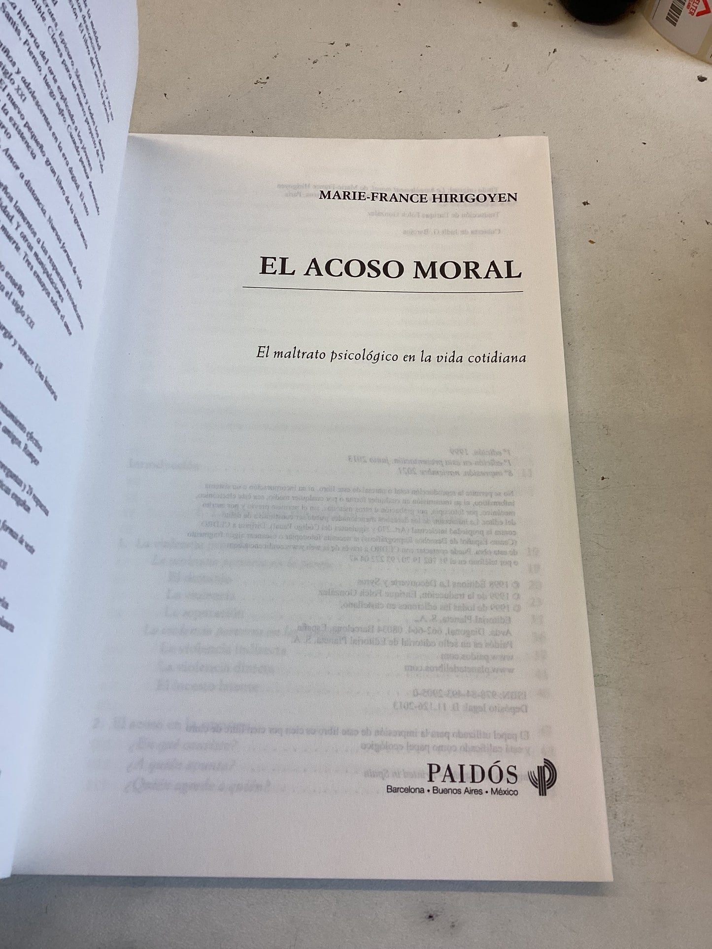 El Acoso Moral El Maltrato Psicoliogico Cotidiana Marie-France Hirigoyen 30th Edition