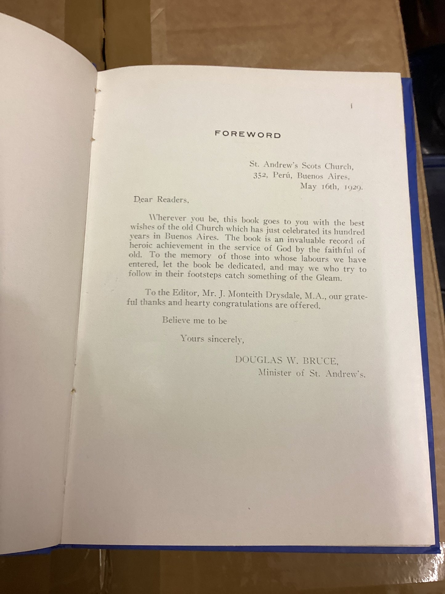 A Hundred years In Buenos Aires 1829 - 1929 St Andrew's Scots Church