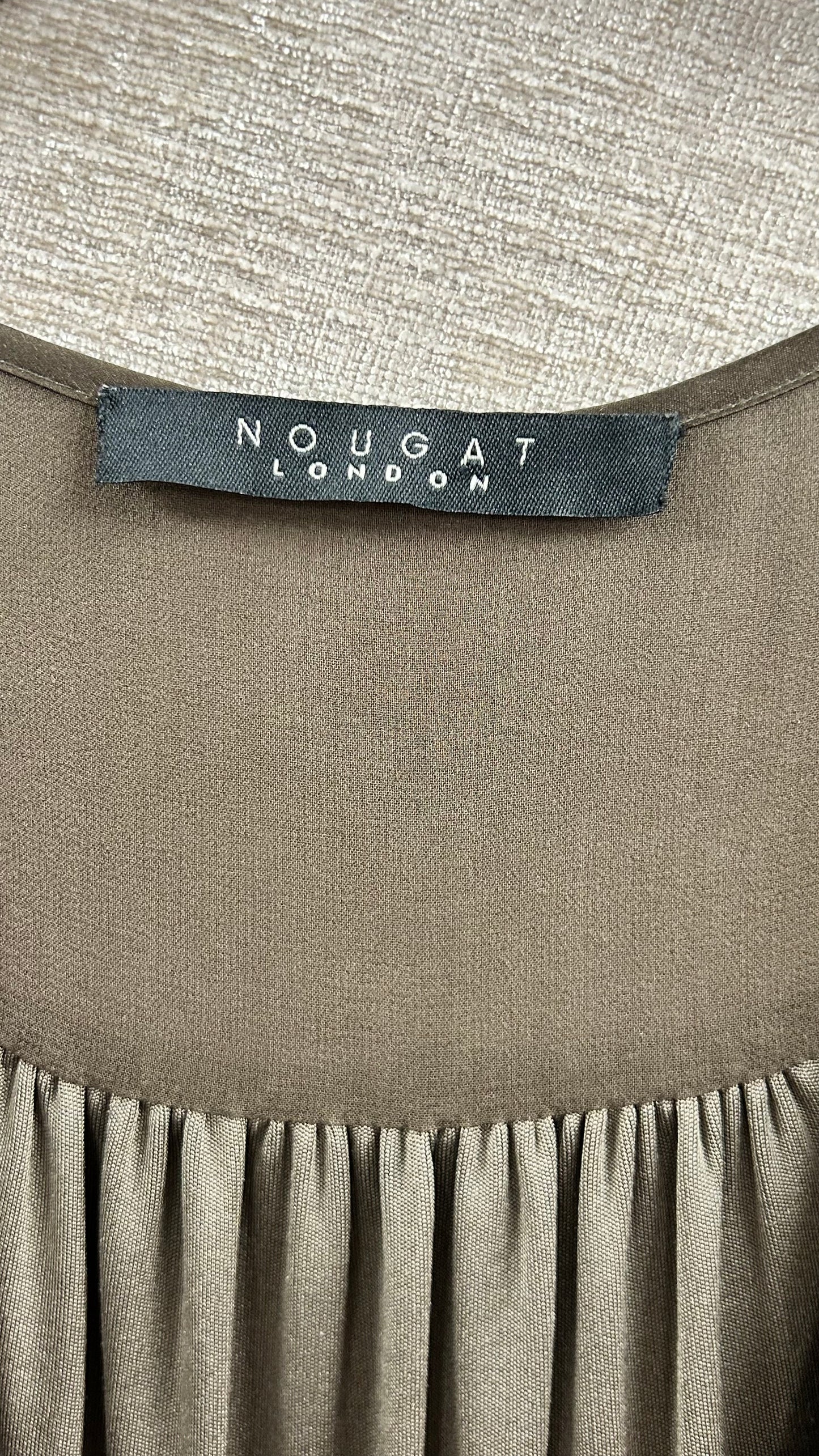 Nougat 100% Silk Wrap Dress Olive 14