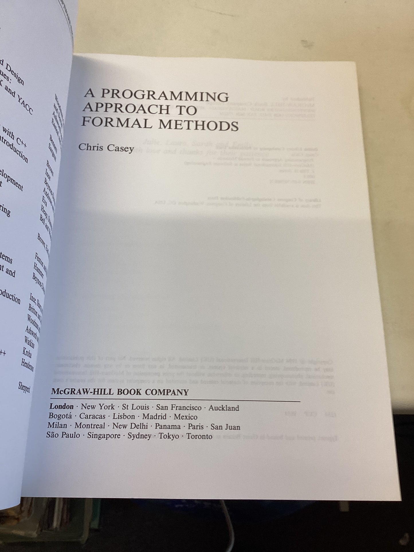 A Programming Approach to Formal Methods Chris Casey