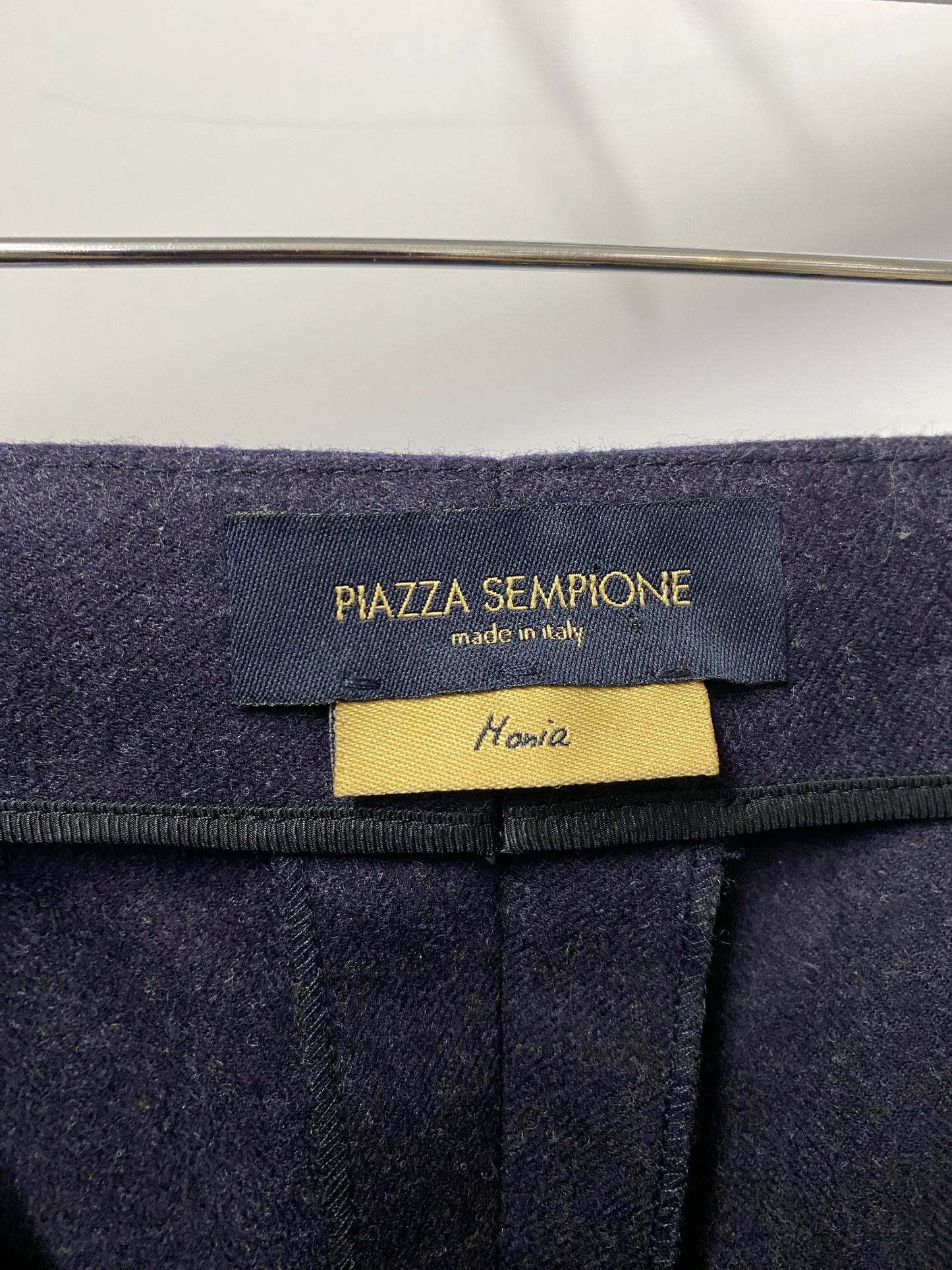 Piazza Sempione Navy Blue Tapered Wool Trousers 8/40