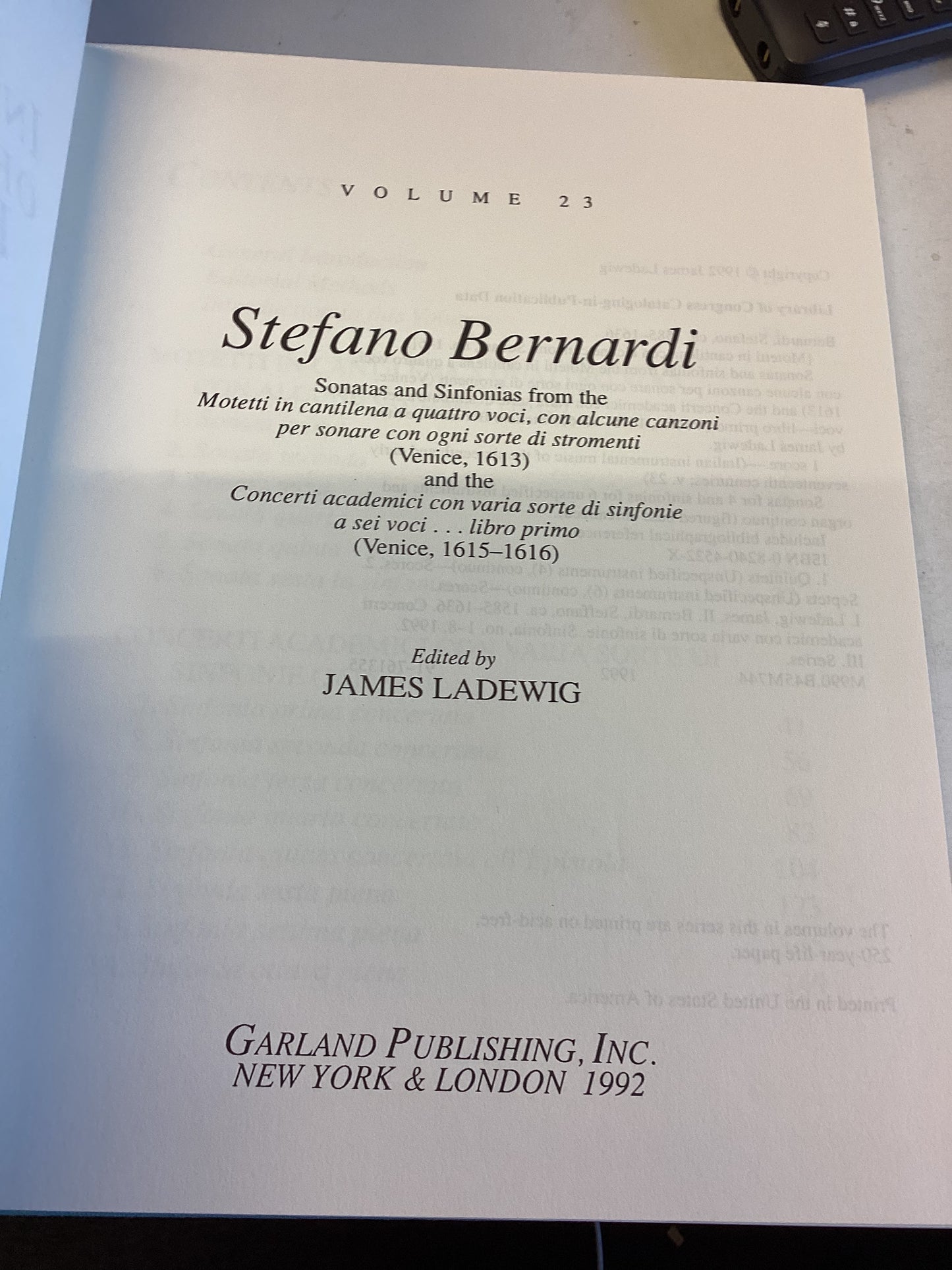 Italian Instrumental Music of The Sixteenth and Early Seventeenth Centuries Vol 23 Stefano Bernardi