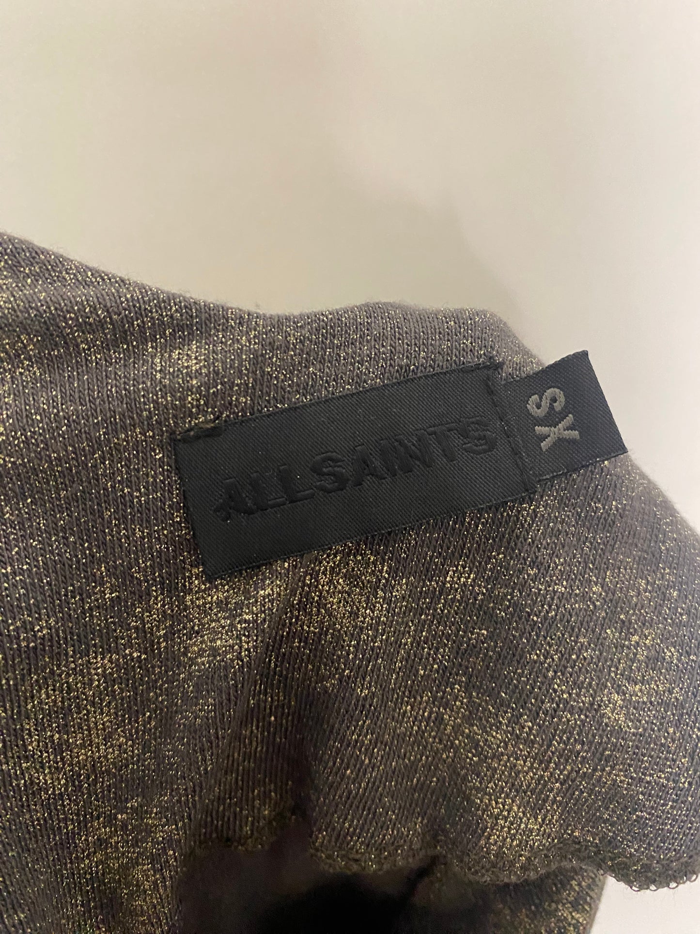 All Saints Silver Metallic Vest Midi Dress Extra Small