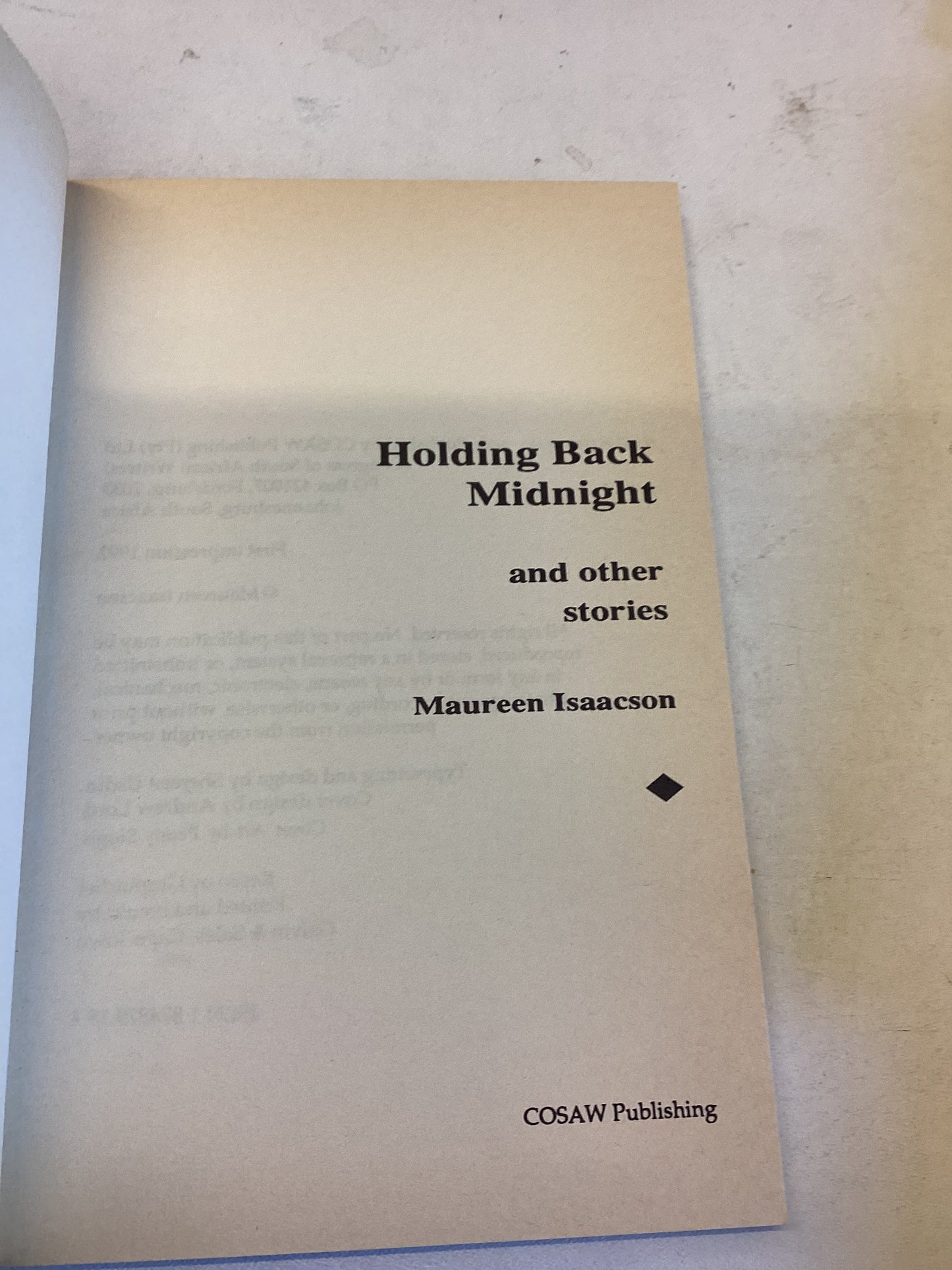 Holding Back Midnight Maureen Isaacson