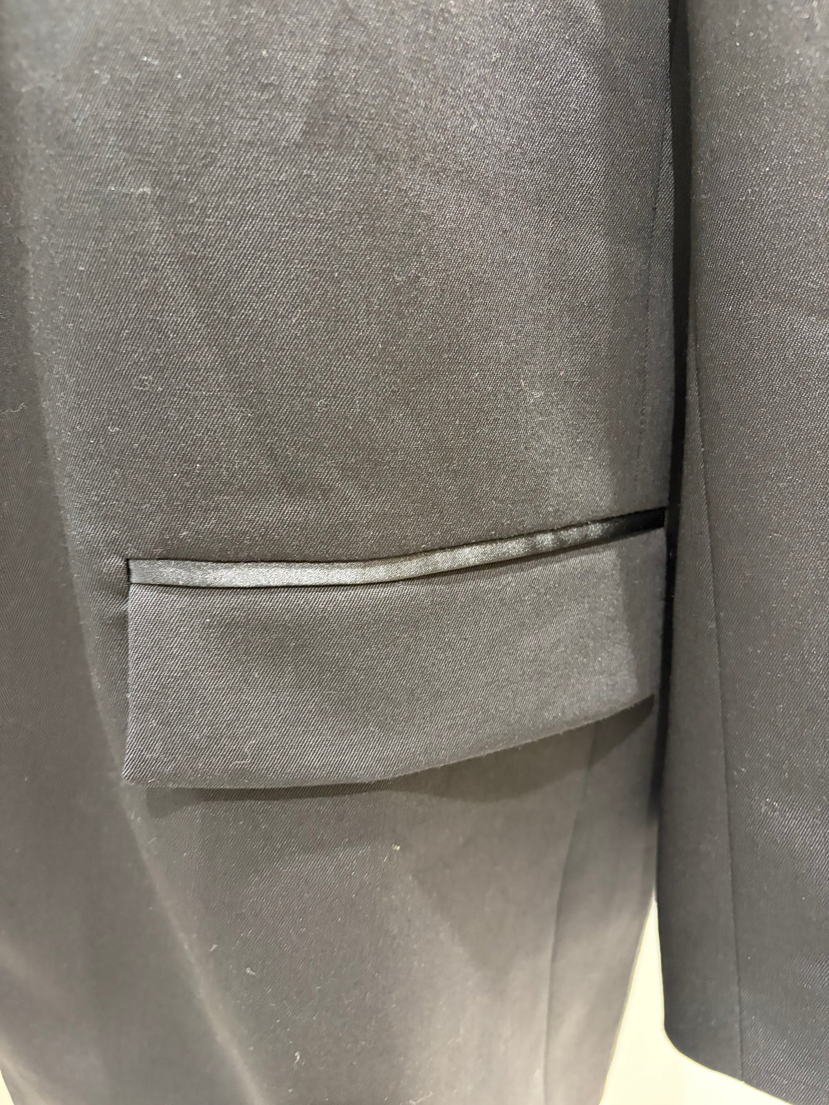 7 For All Mankind Black Satin Wool XL Blazer