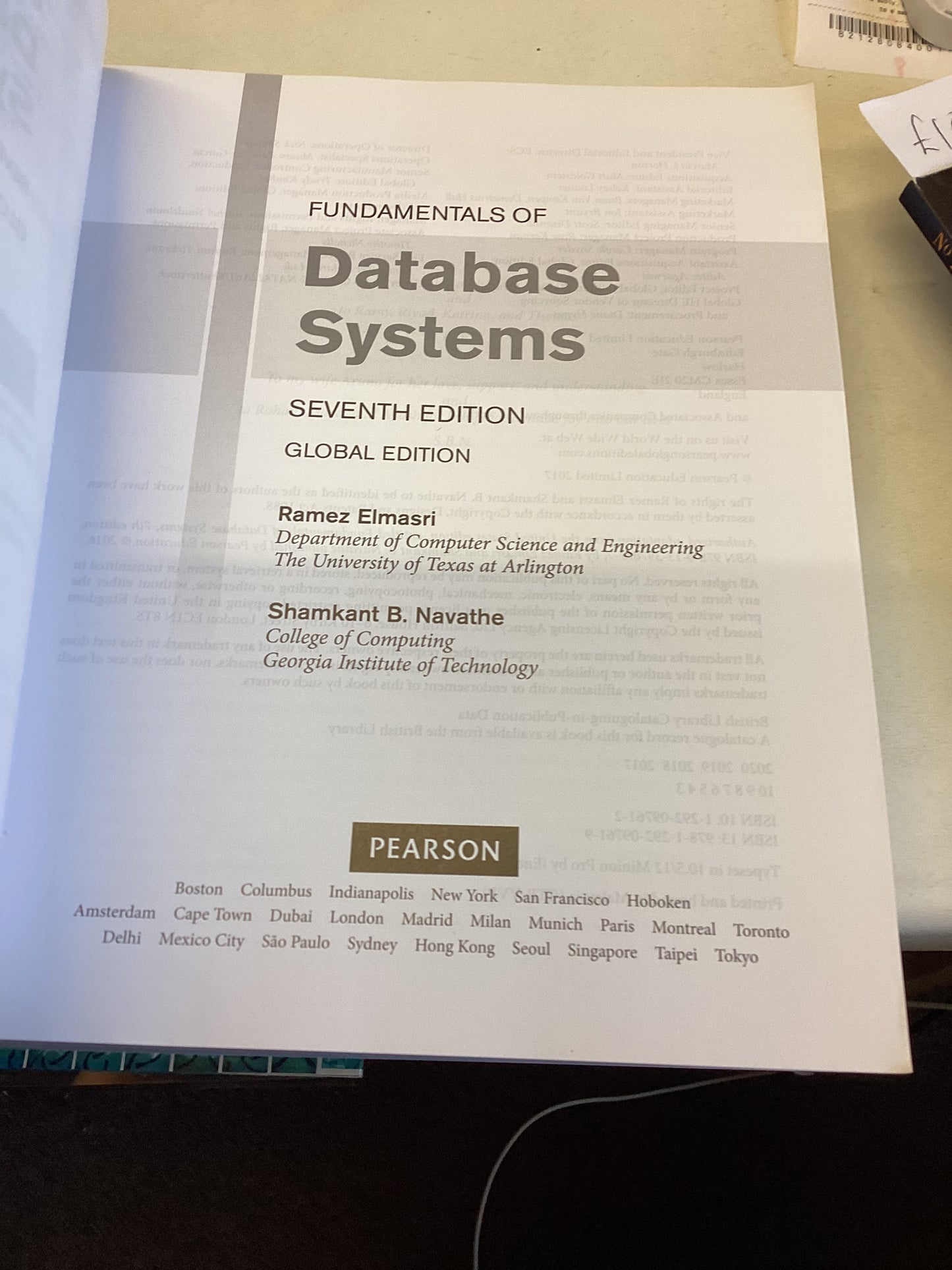 Fundamentals Of Database Systems Seventh Edition Global Edition Ramez Elmasri Shamkant B Navathe