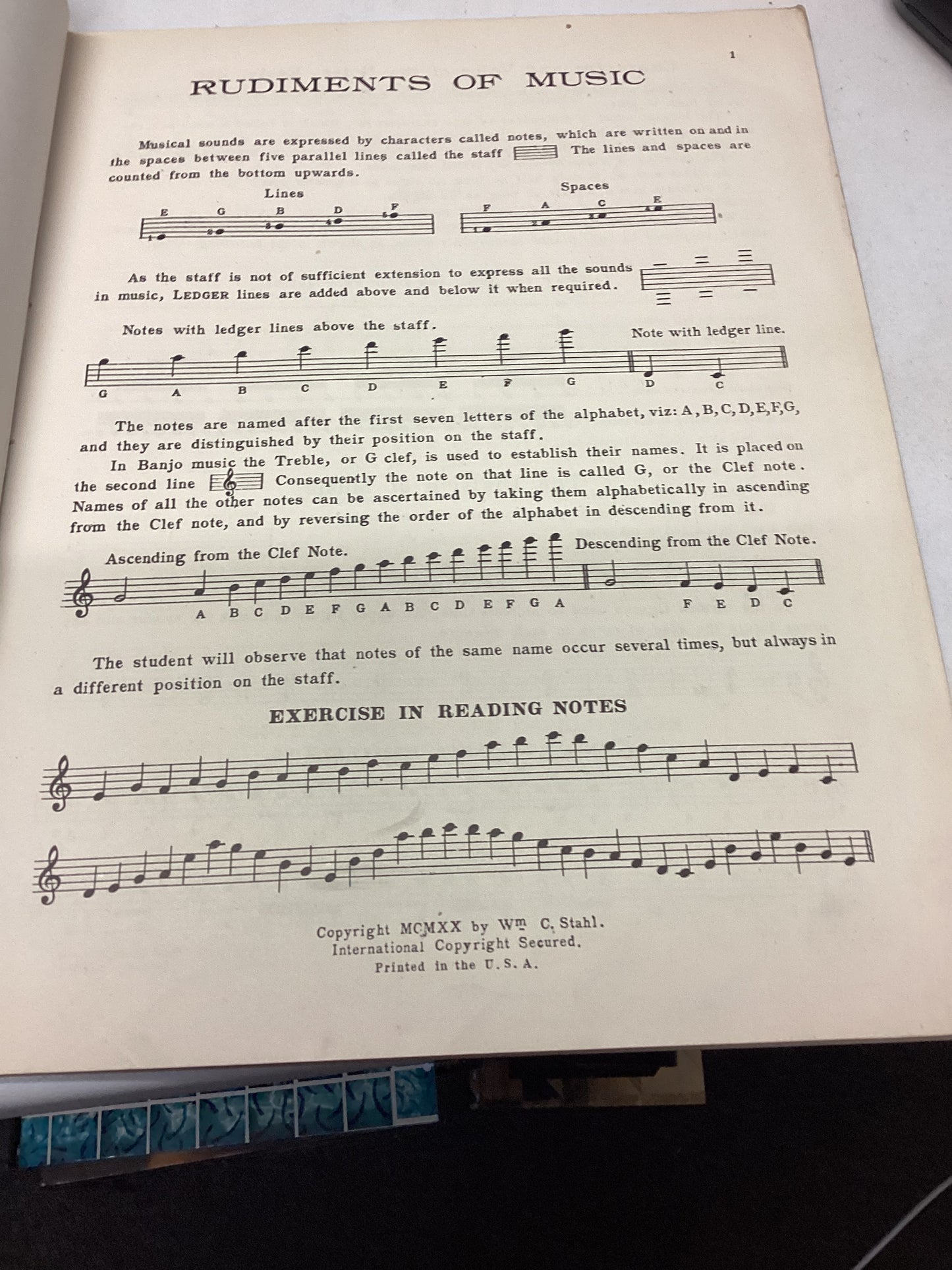 WM C Stahls New Method For Plectrum Banjo Published By Wm C Stahl