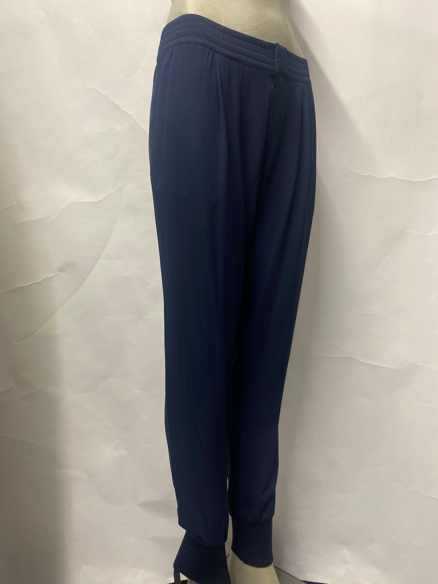 Vince Navy Lightweight Silk Jogger Style Trousers Small
