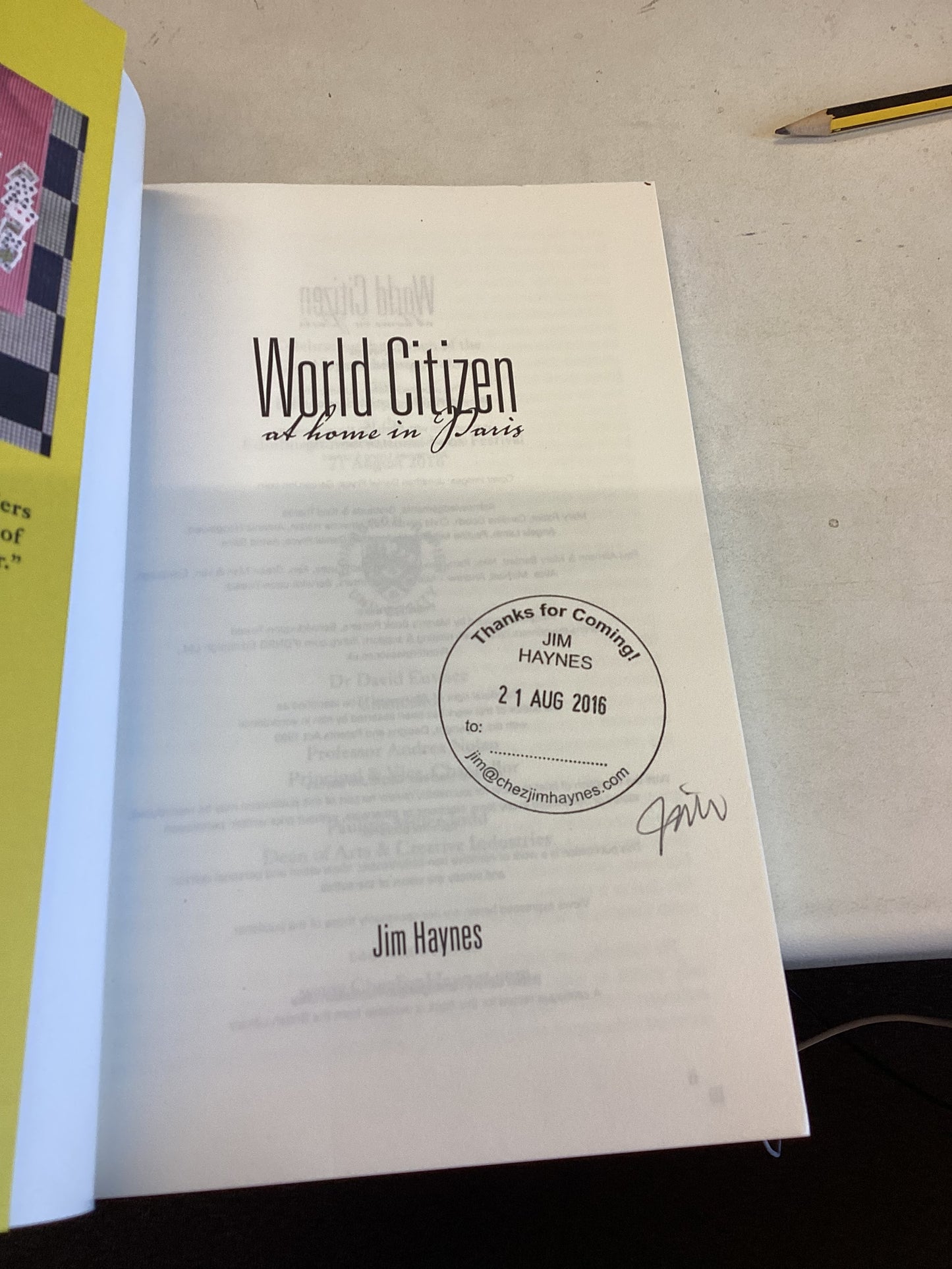 World Citizen At Home In Paris Jim Haynes Signed