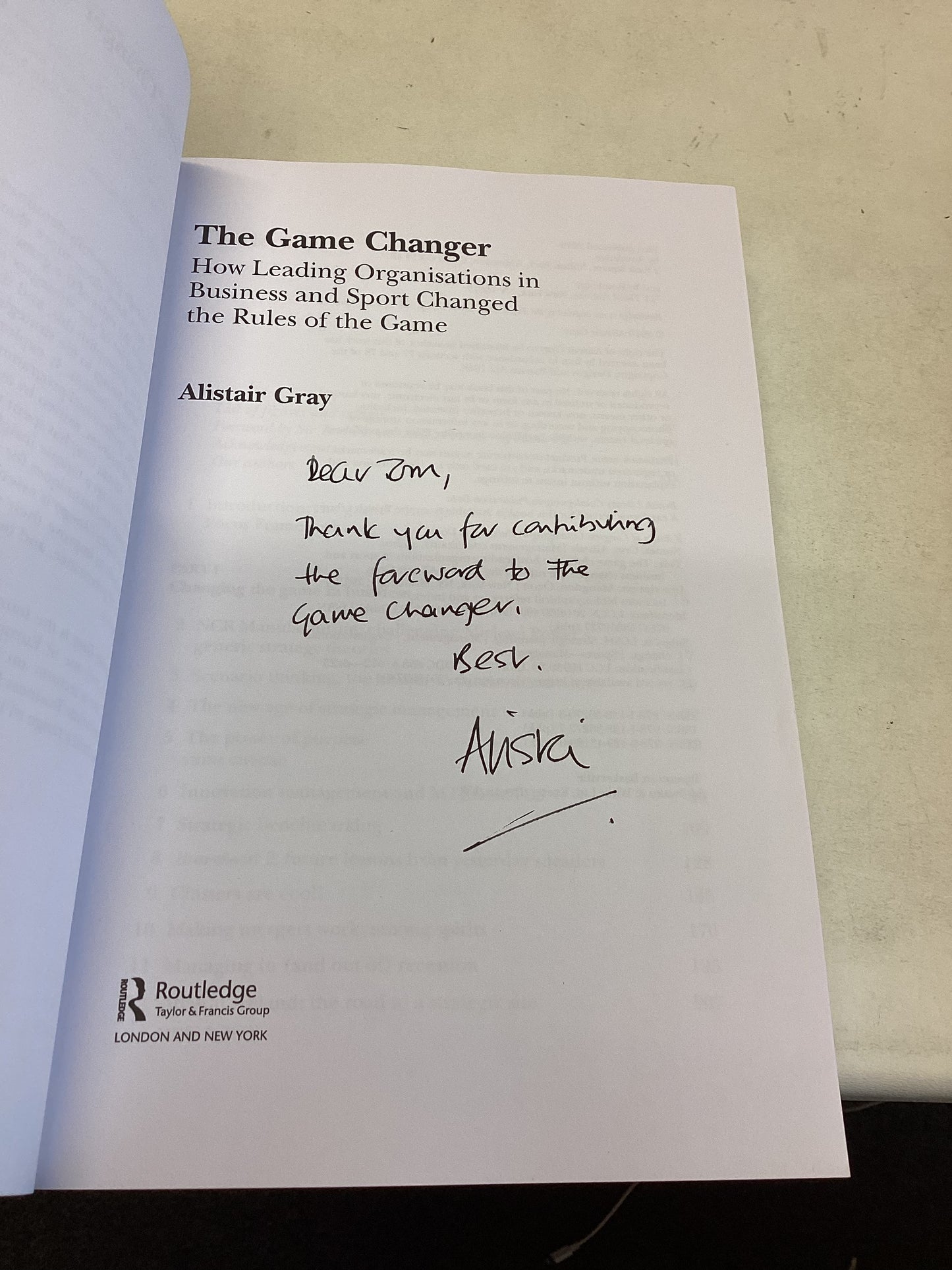 The Game Changer Alistair Gray Signed