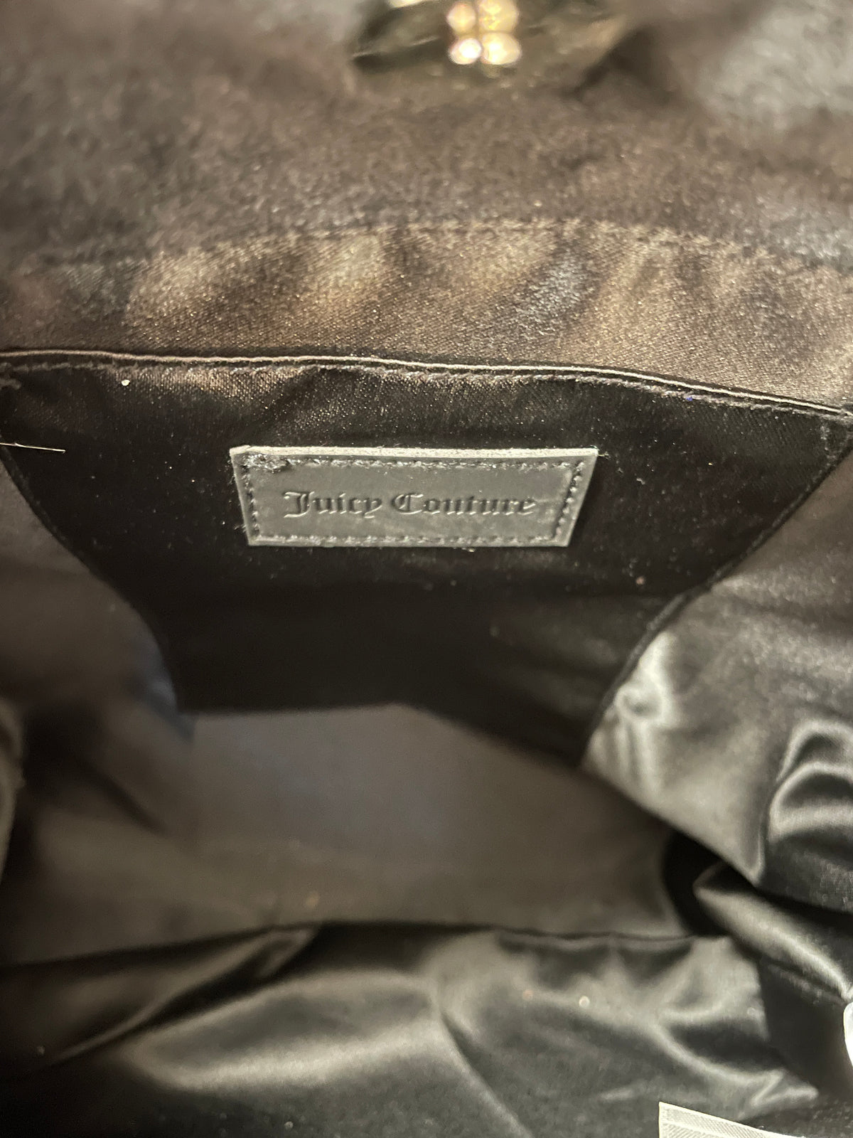 Juicy Couture Black Velvet Embellished Logo Bag Handbag