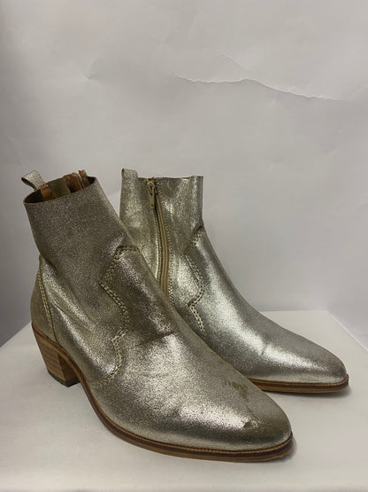 M&S Collection Silver Soft Leather Low Cowboy Boots 5.5