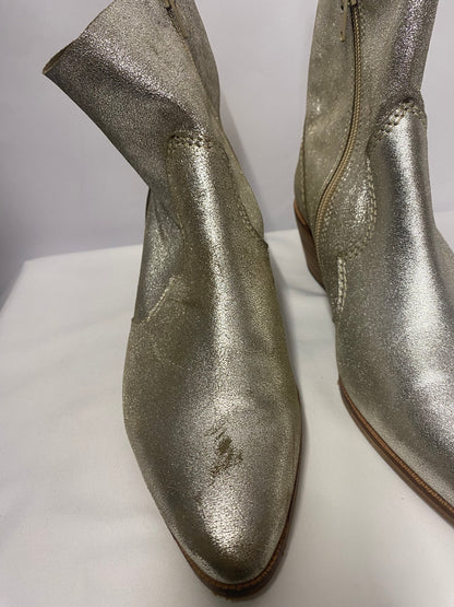 M&S Collection Silver Soft Leather Low Cowboy Boots 5.5
