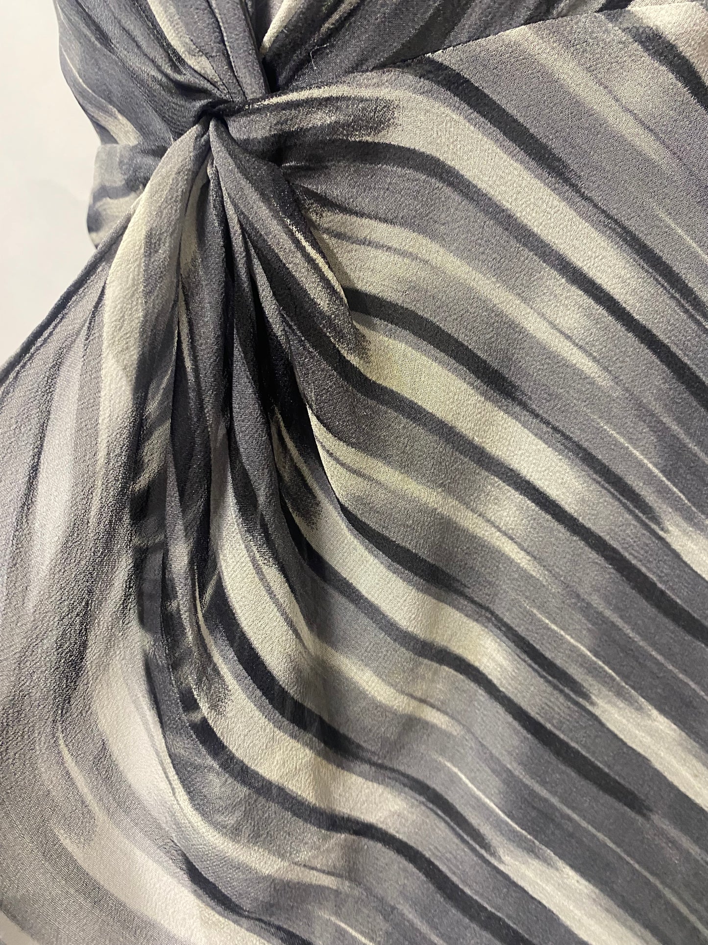 Nocturne Grey Stripe Silk Maxi Dress 10