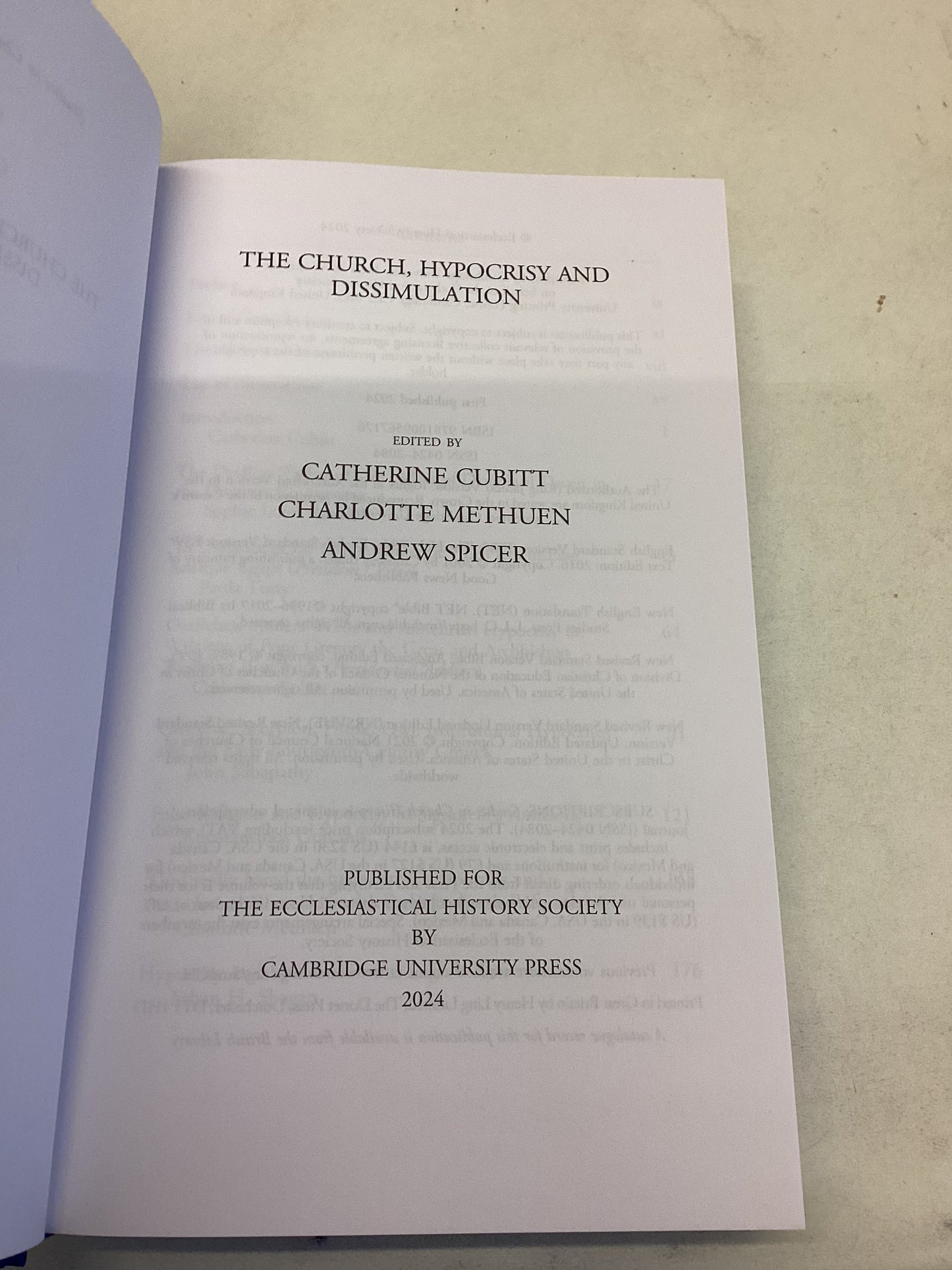 The Church Hypocrisy and Dissimulation Volume 60 Studies In Church History