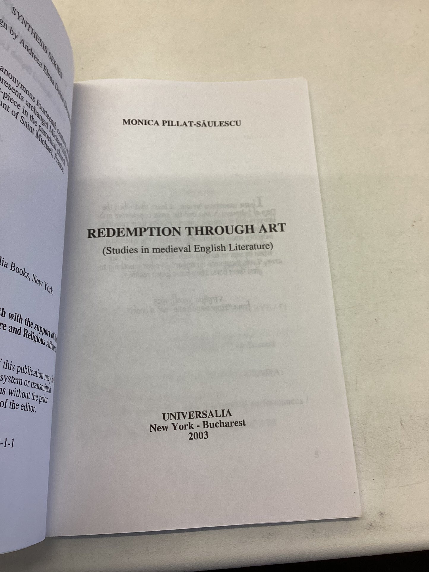 Redemption Through Art Studies In Medieval English Literature Monica Pillat-Saulescu