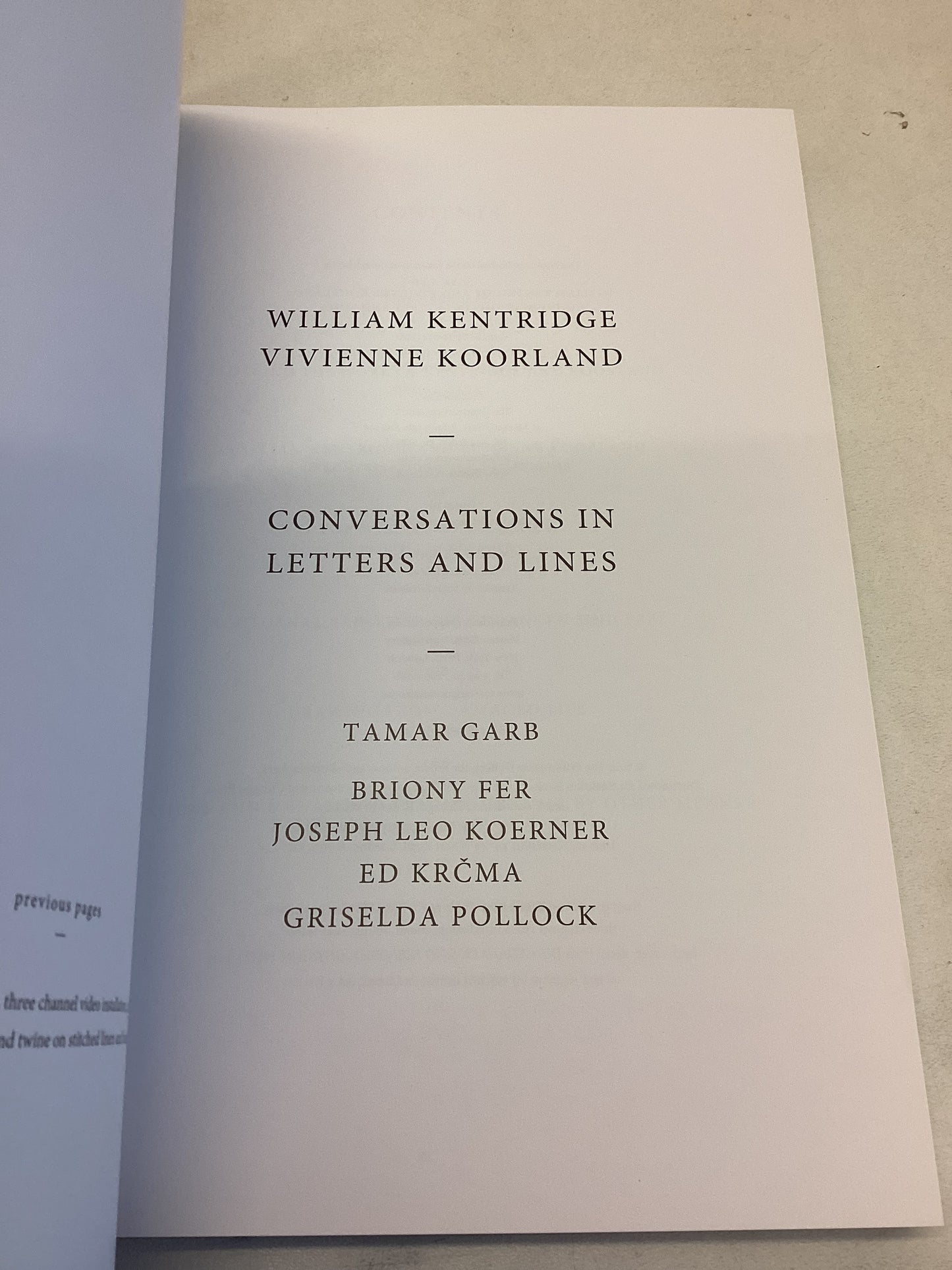 Conversations In Letters and Lines William Kentridge Vivienne Koorland