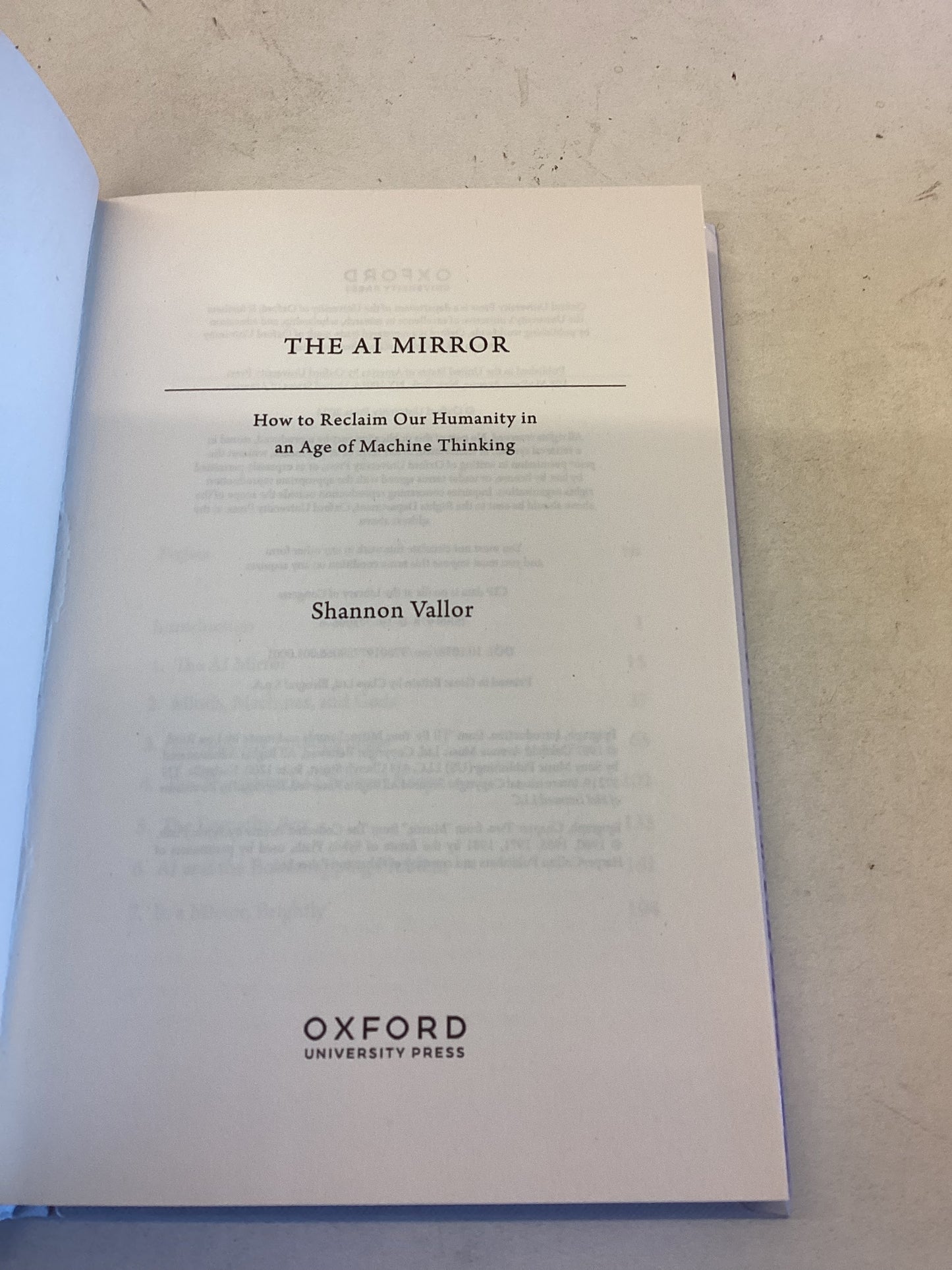 The AI Mirror How to Reclaim Our Humanity in an Age of Machine Thinking Shannon Vallor