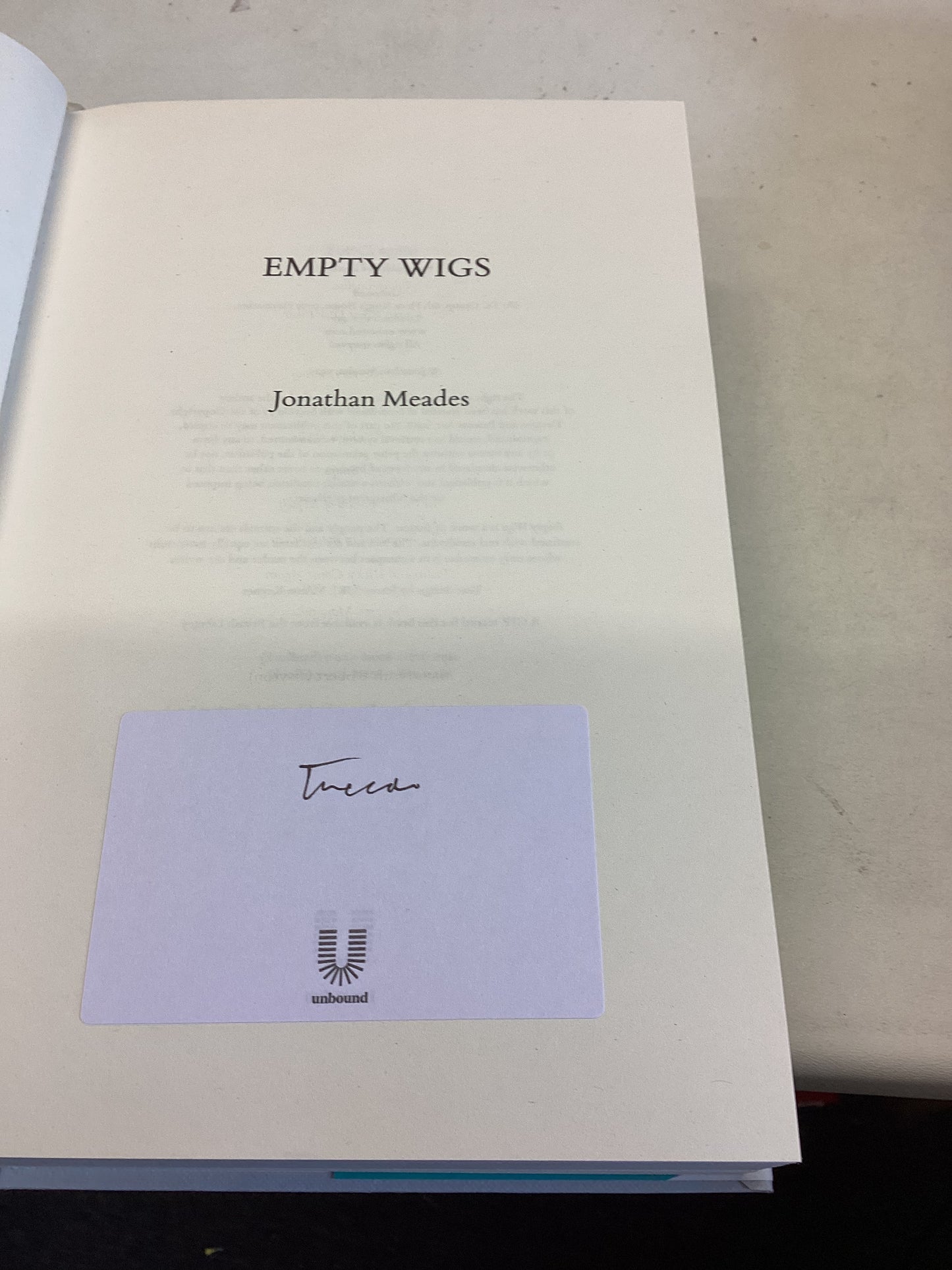 Empty Wigs Jonathan Meades Signed