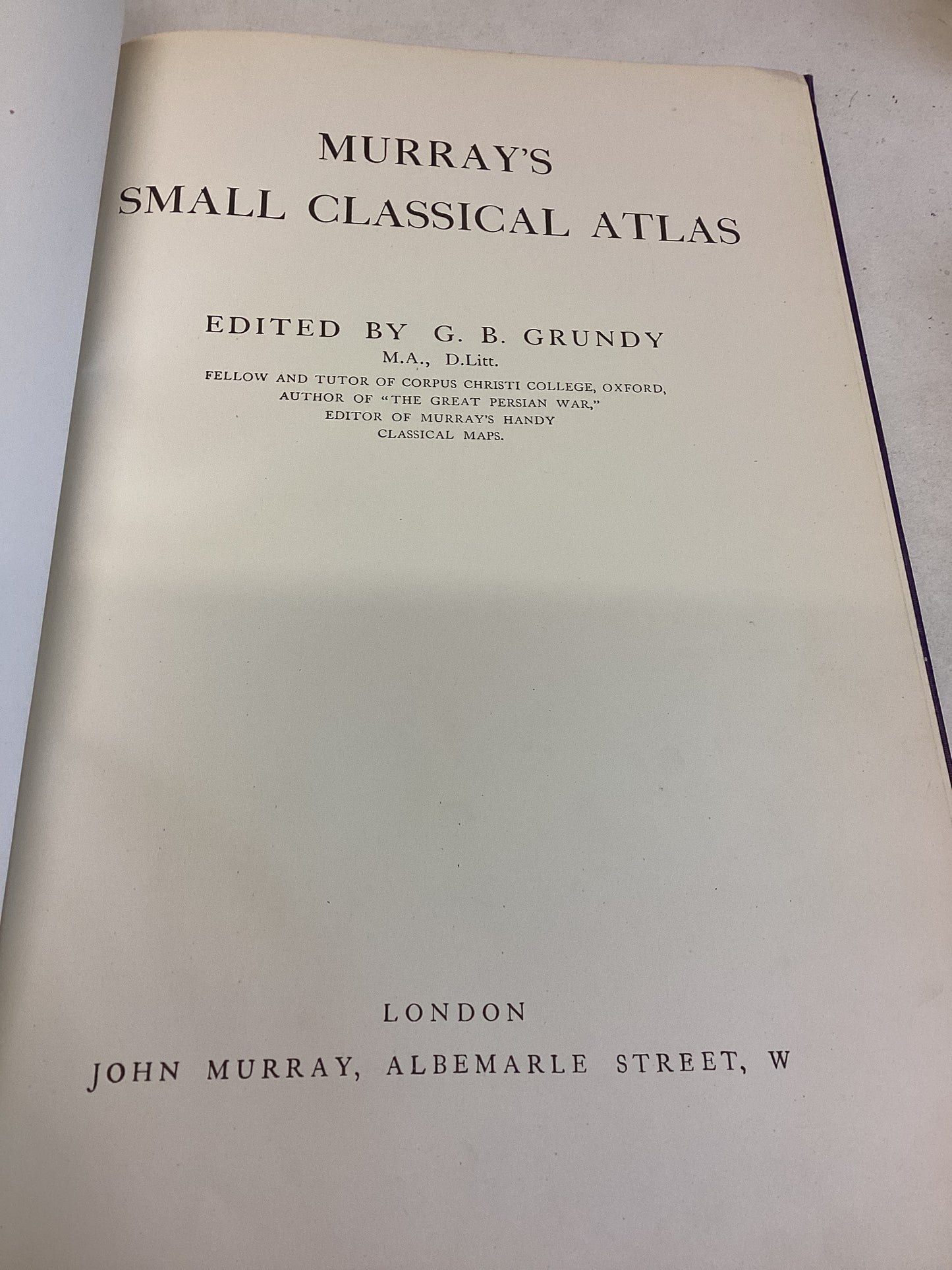 Murray's Small Classic Atlas Edited By G B Grundy