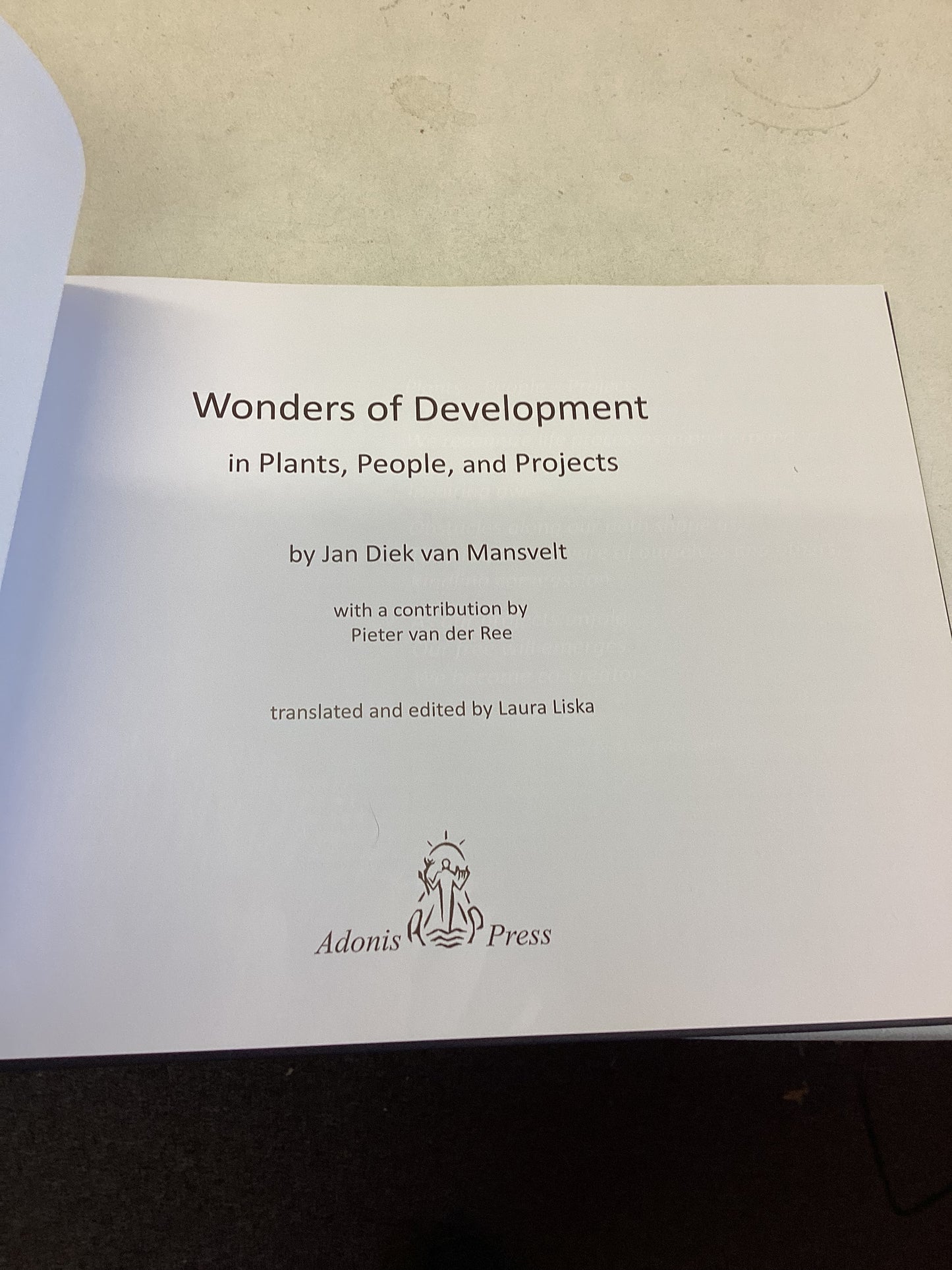 Wonders of Development In Plants People and Projects Jan Diek Van Mansvelt